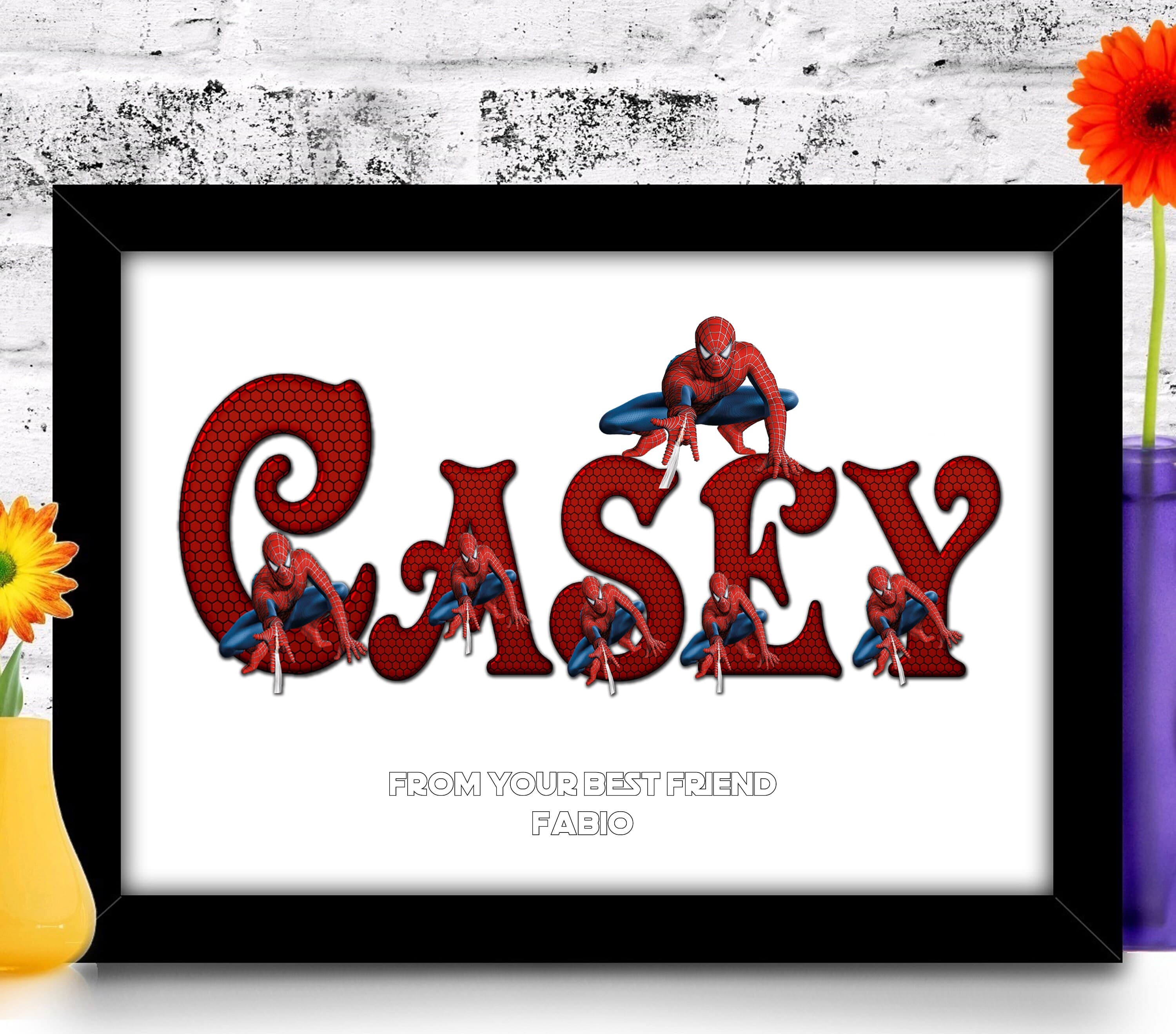 Personalized Spiderman Name Print, Superhero Room Decor - image 3