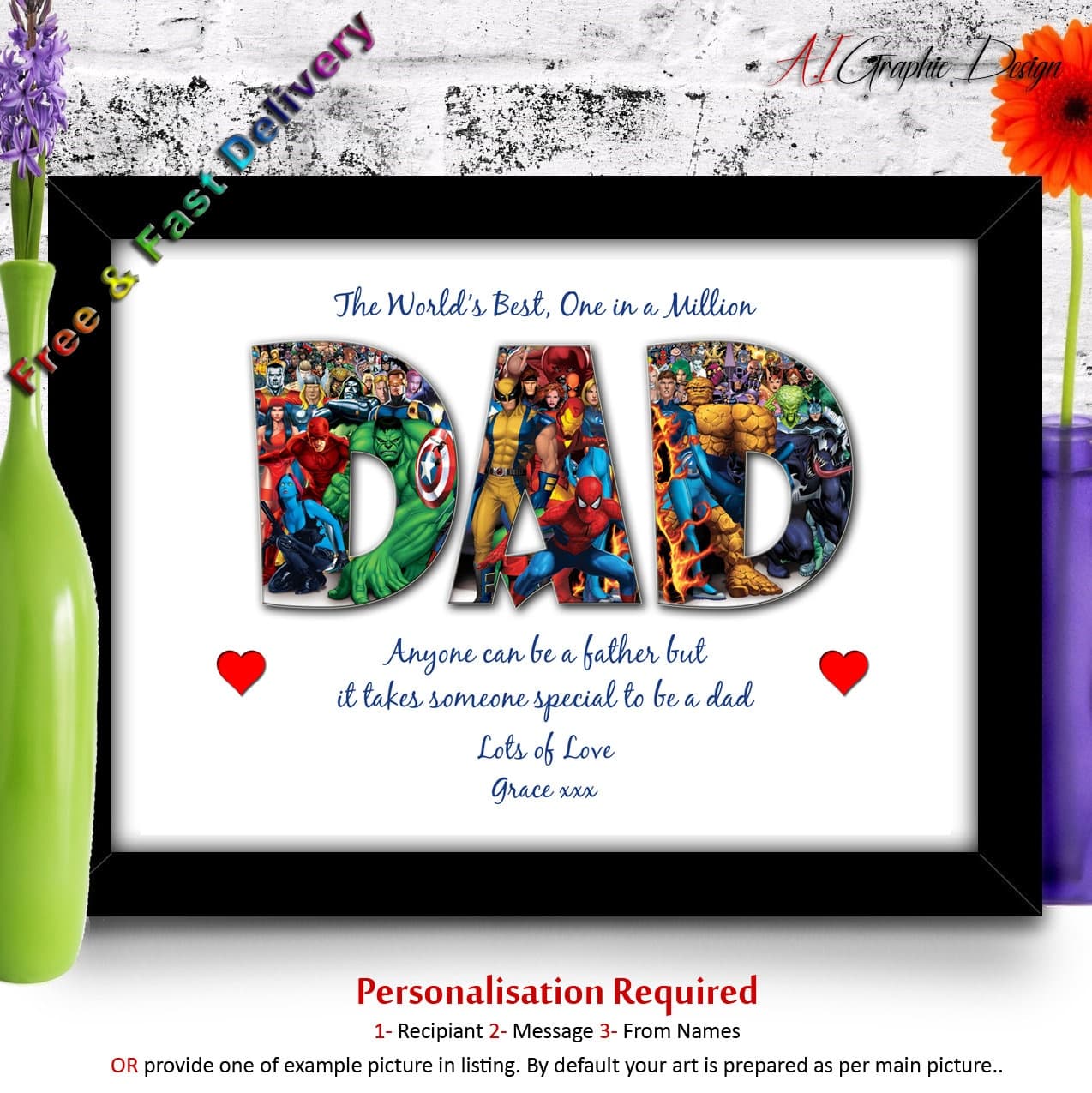 Personalized Marvel Superhero Gift for Dad Daddy Uncle Showcase Favourite Avengers Spiderman Hulk Perfect gift for Father's Day or Birthdays - image 5