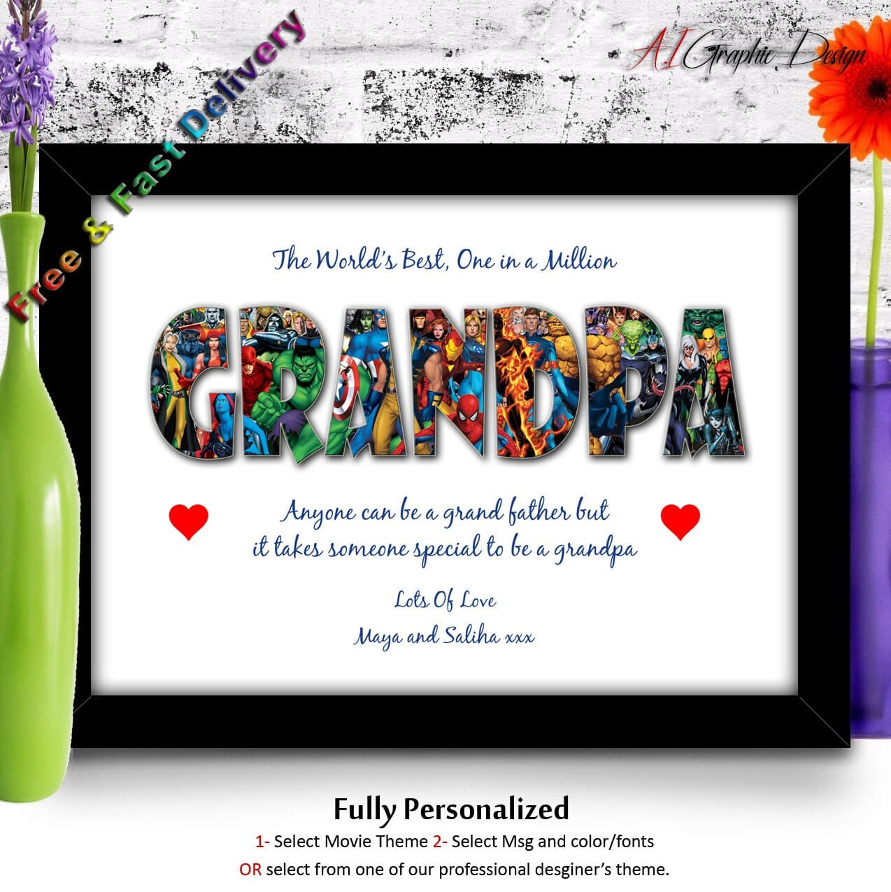 Personalized Marvel Superhero Gift for Dad Daddy Uncle Showcase Favourite Avengers Spiderman Hulk Perfect gift for Father's Day or Birthdays - image 4