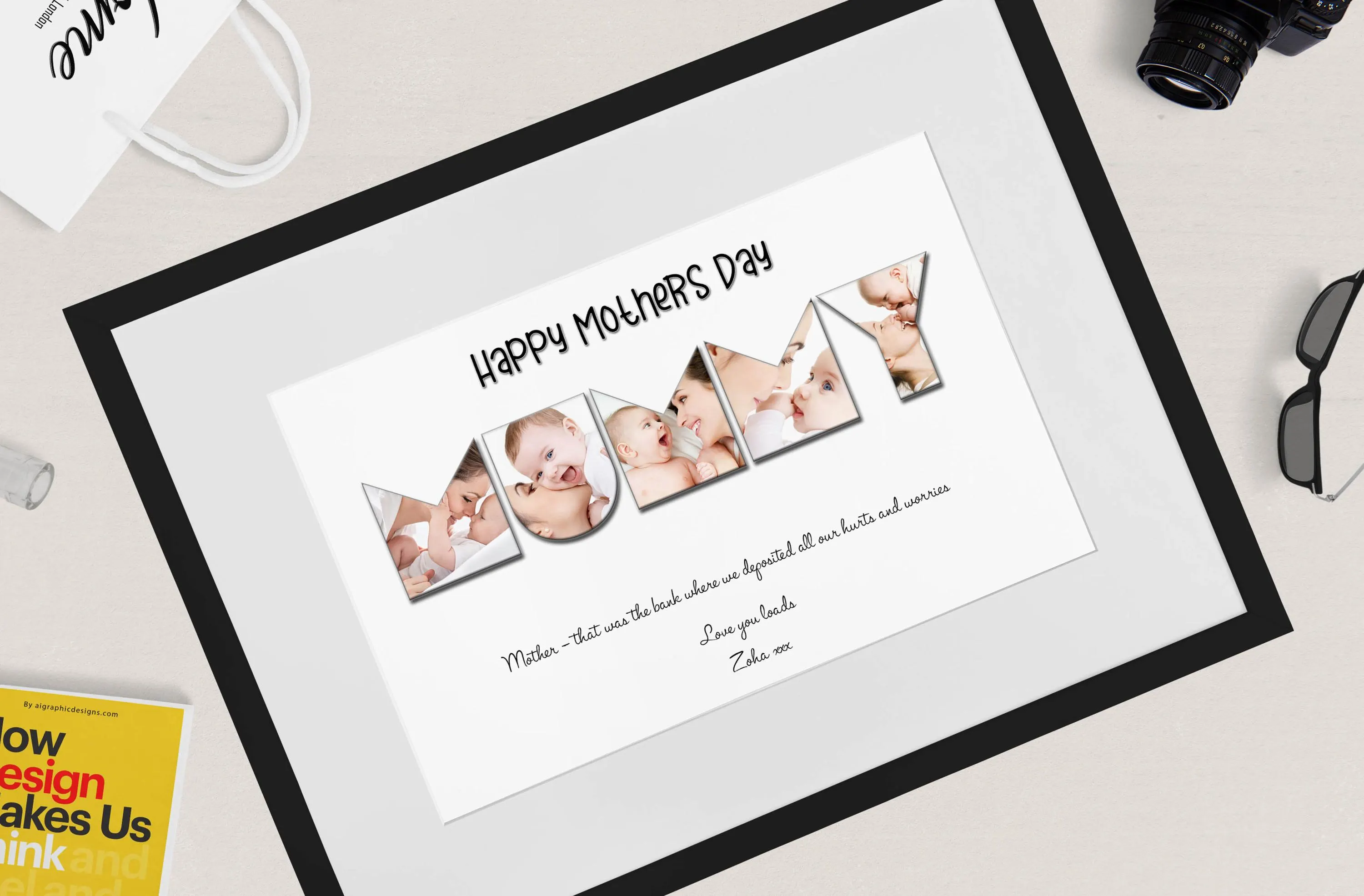 Personalised Mothers day Gift Motherly Love print Artwork for Mummy - Customize with your child name and touching quote / heartfelt message - image 4