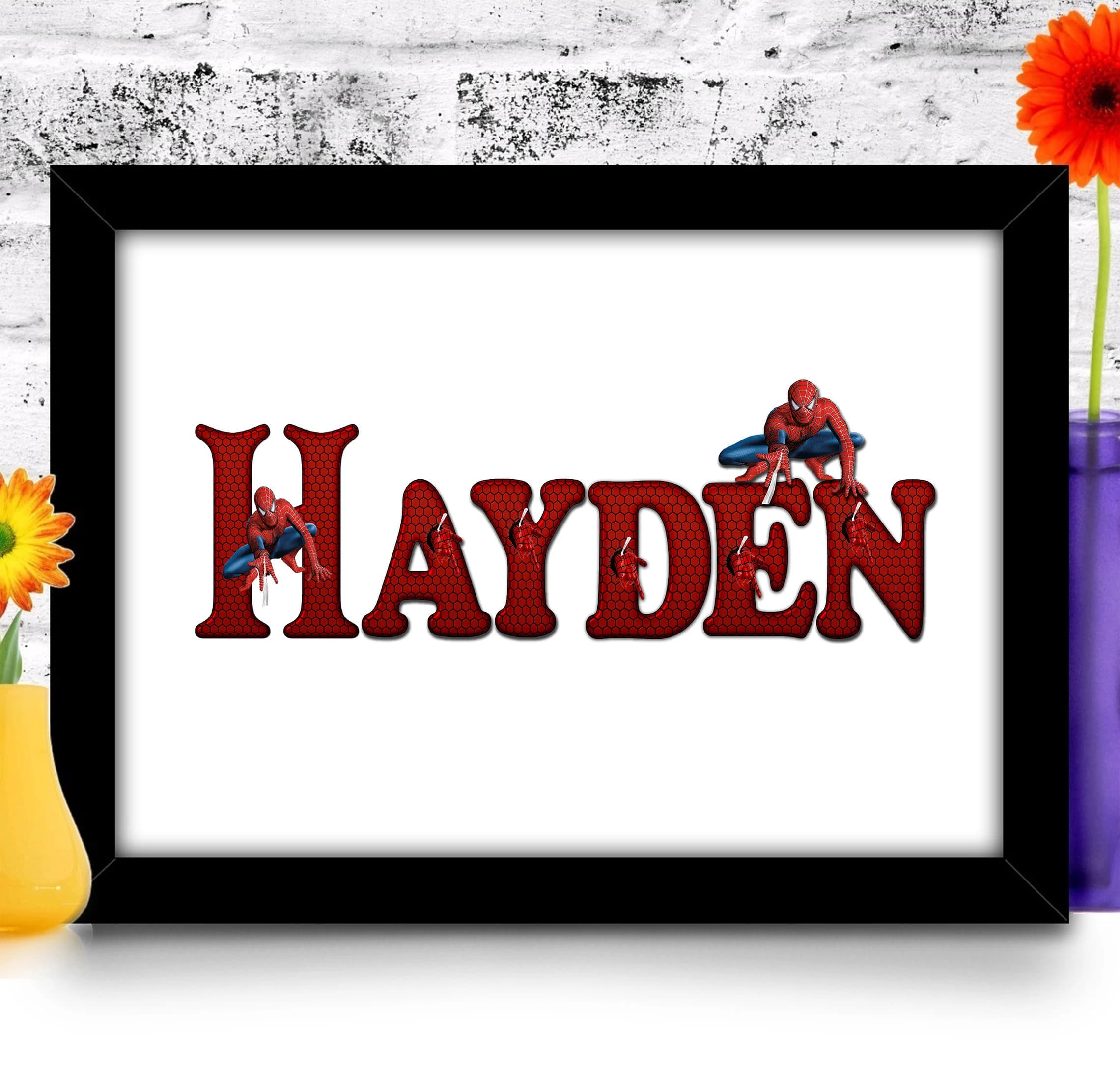 Personalized Spiderman Name Print, Superhero Room Decor