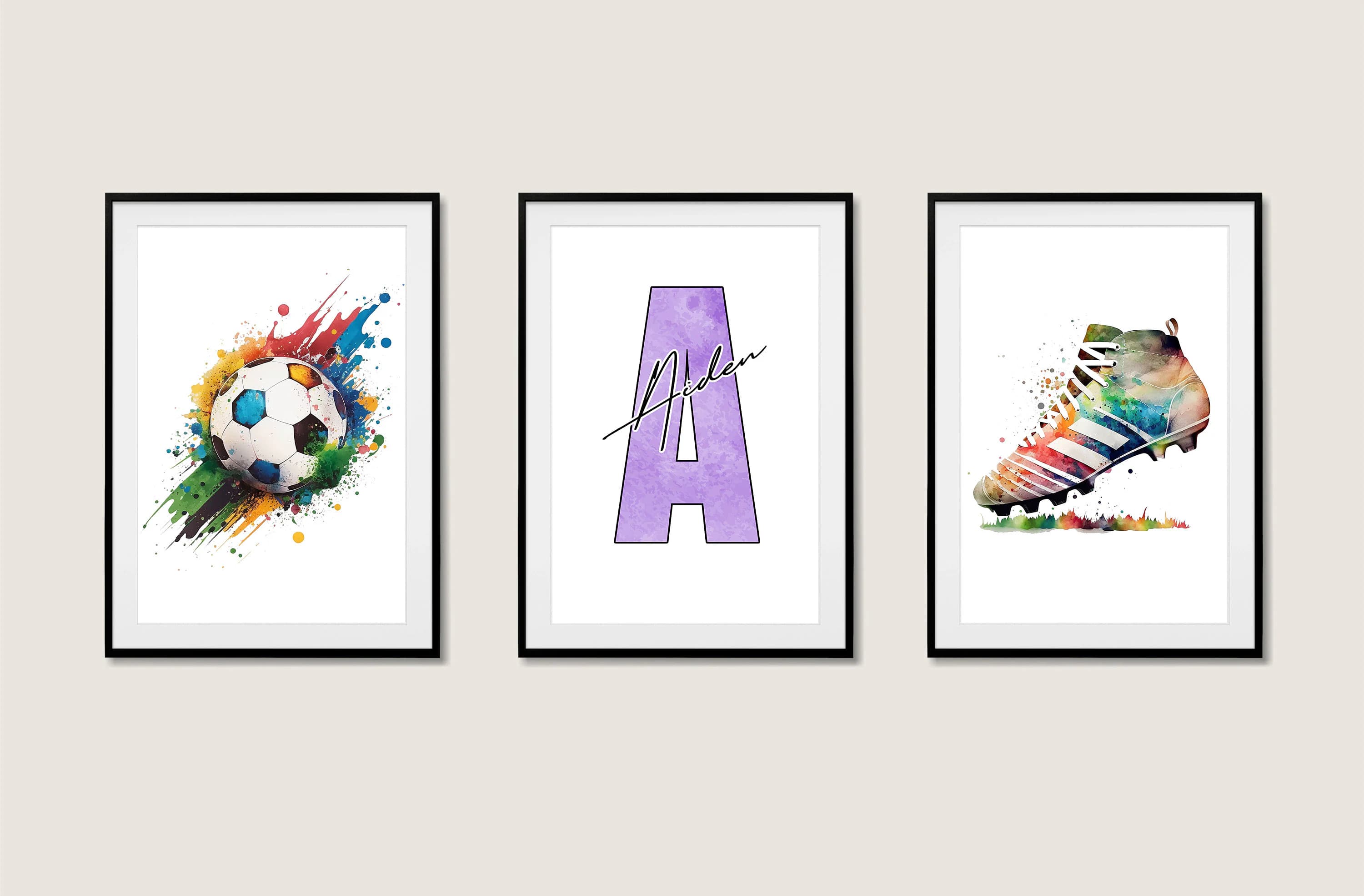 Personalized Football Prints Set | Watercolor Sports Art - image 4