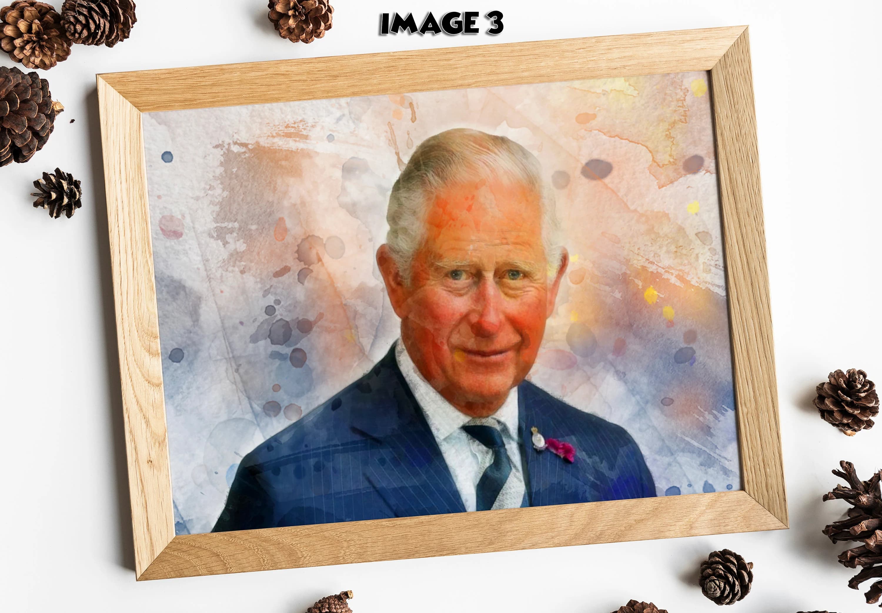 King Charles III Watercolor Portrait Print, Royal Coronation Art - image 3