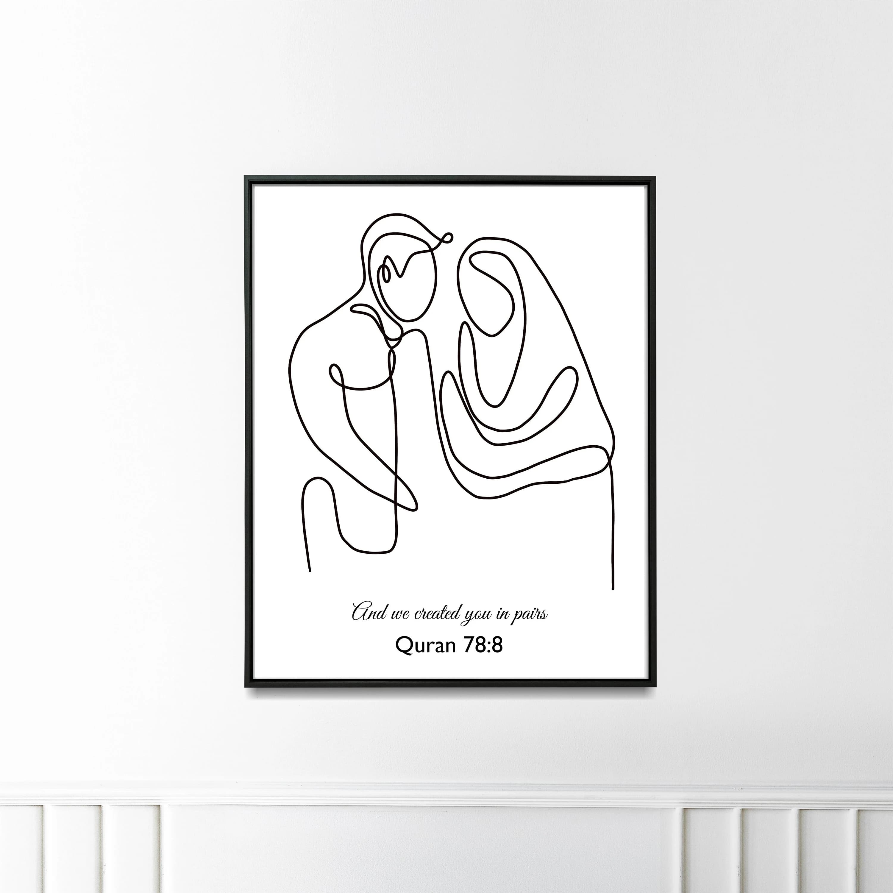 Islamic Couple Line Art Print: Personalized Wedding Anniversary Gift - image 5