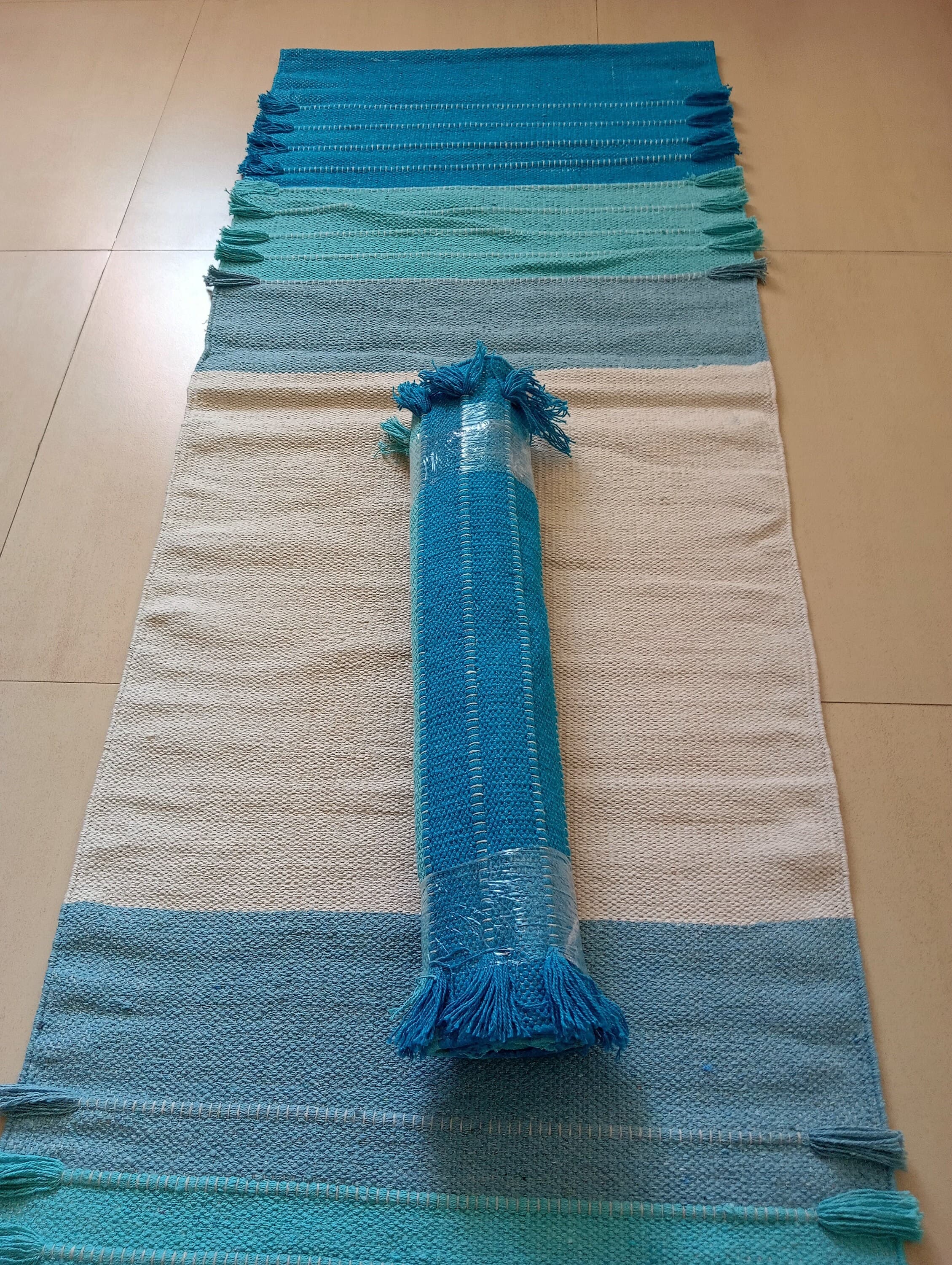 Organic Hand-Loomed Yoga Rug Eco-Friendly Plant-Dyed Cotton Non-Slip Mat for Mindful Practice & Wellness Gift - image 5