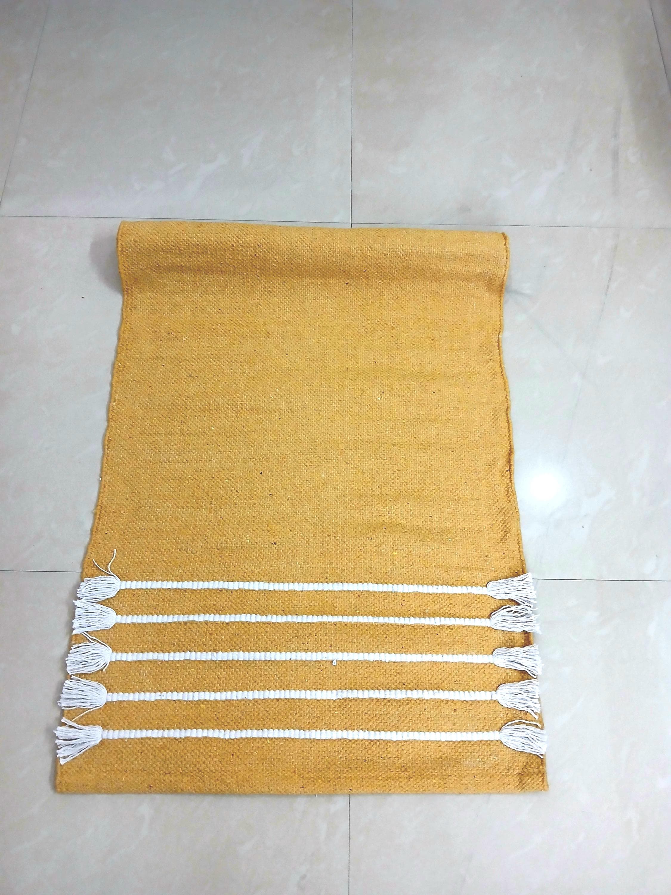 Cotton Yoga Mat Organic, Handcrafted Non-Slip Eco-Friendly Exercise Mat Wellness Gift for Yoga & Pilates