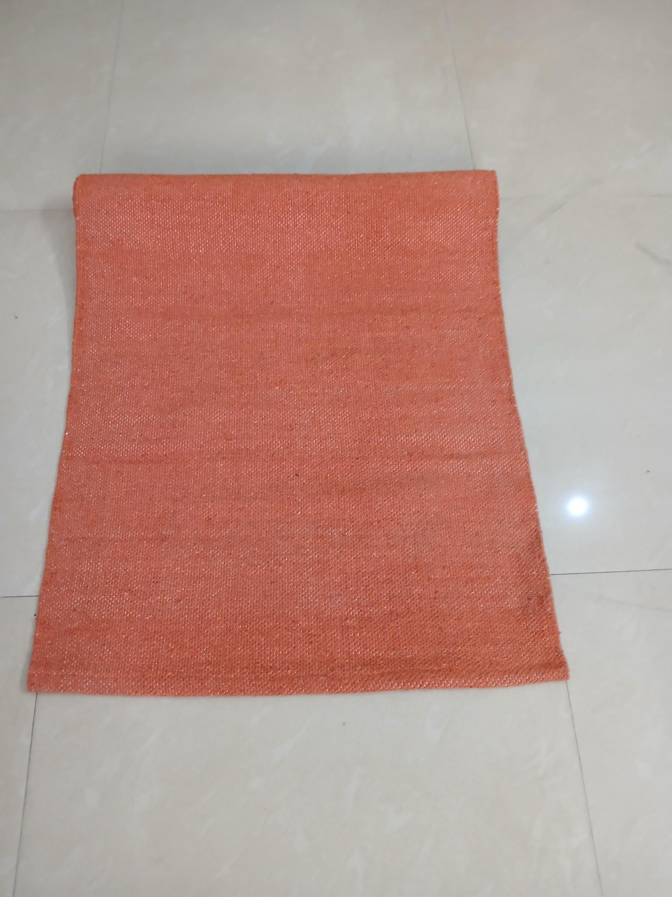 Rust Cotton Yoga Mat 24x72 | Organic Yoga Rug | Eco Friendly Meditation Mat | Non Slip Yoga Carpet | Boho Home Decor - image 3