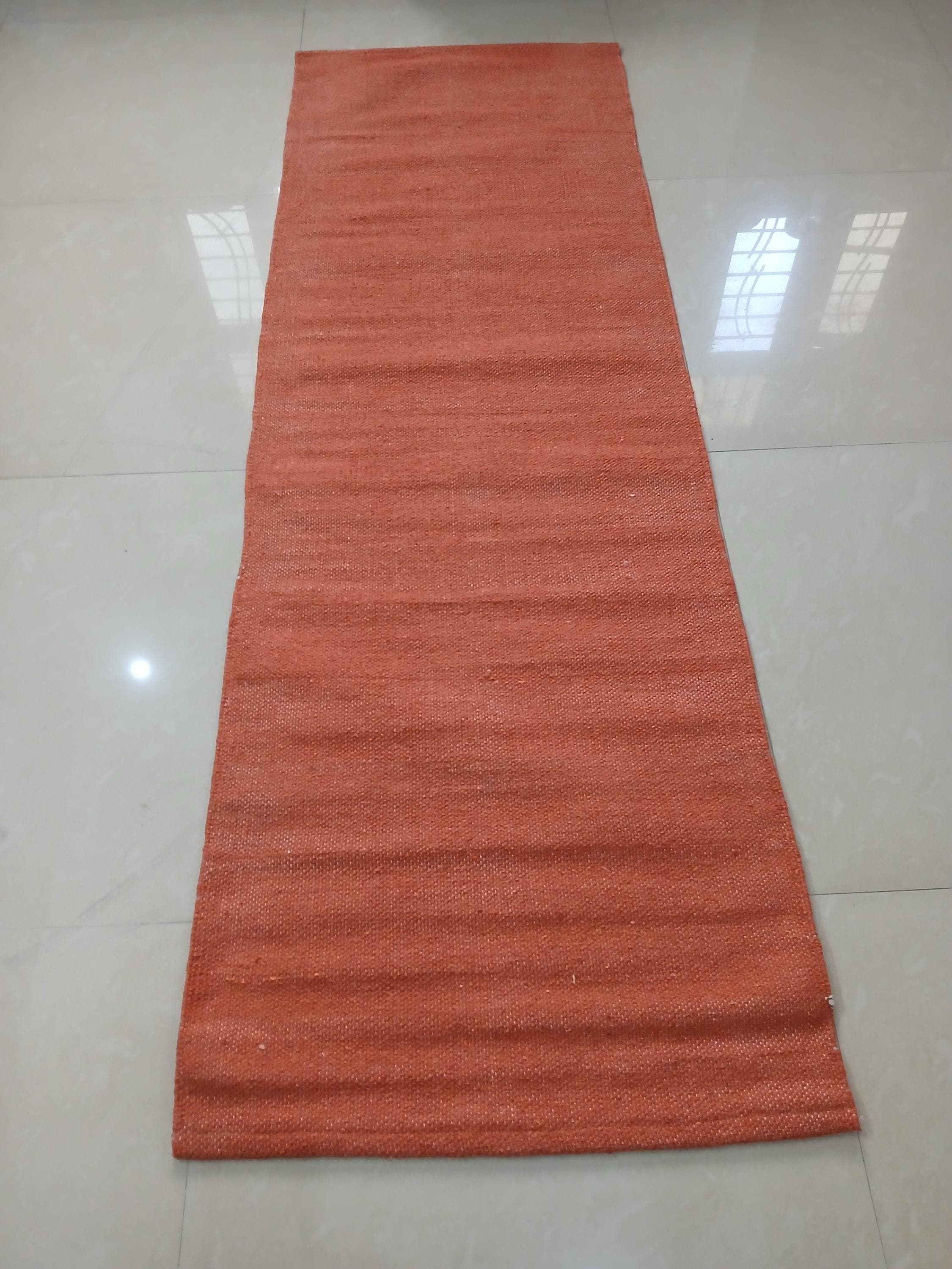 Rust Cotton Yoga Mat 24x72 | Organic Yoga Rug | Eco Friendly Meditation Mat | Non Slip Yoga Carpet | Boho Home Decor - image 4