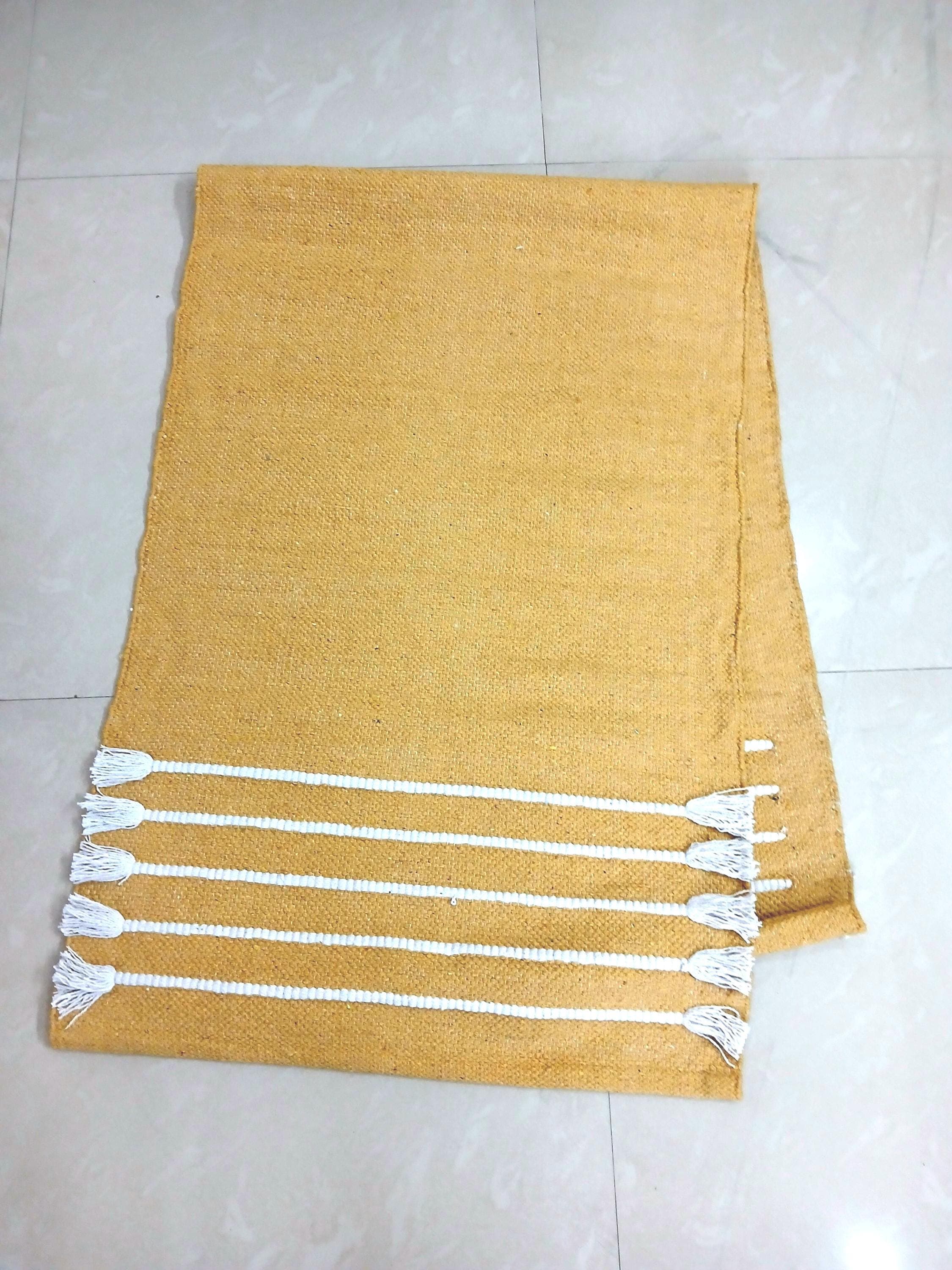 Cotton Yoga Mat Organic, Handcrafted Non-Slip Eco-Friendly Exercise Mat Wellness Gift for Yoga & Pilates