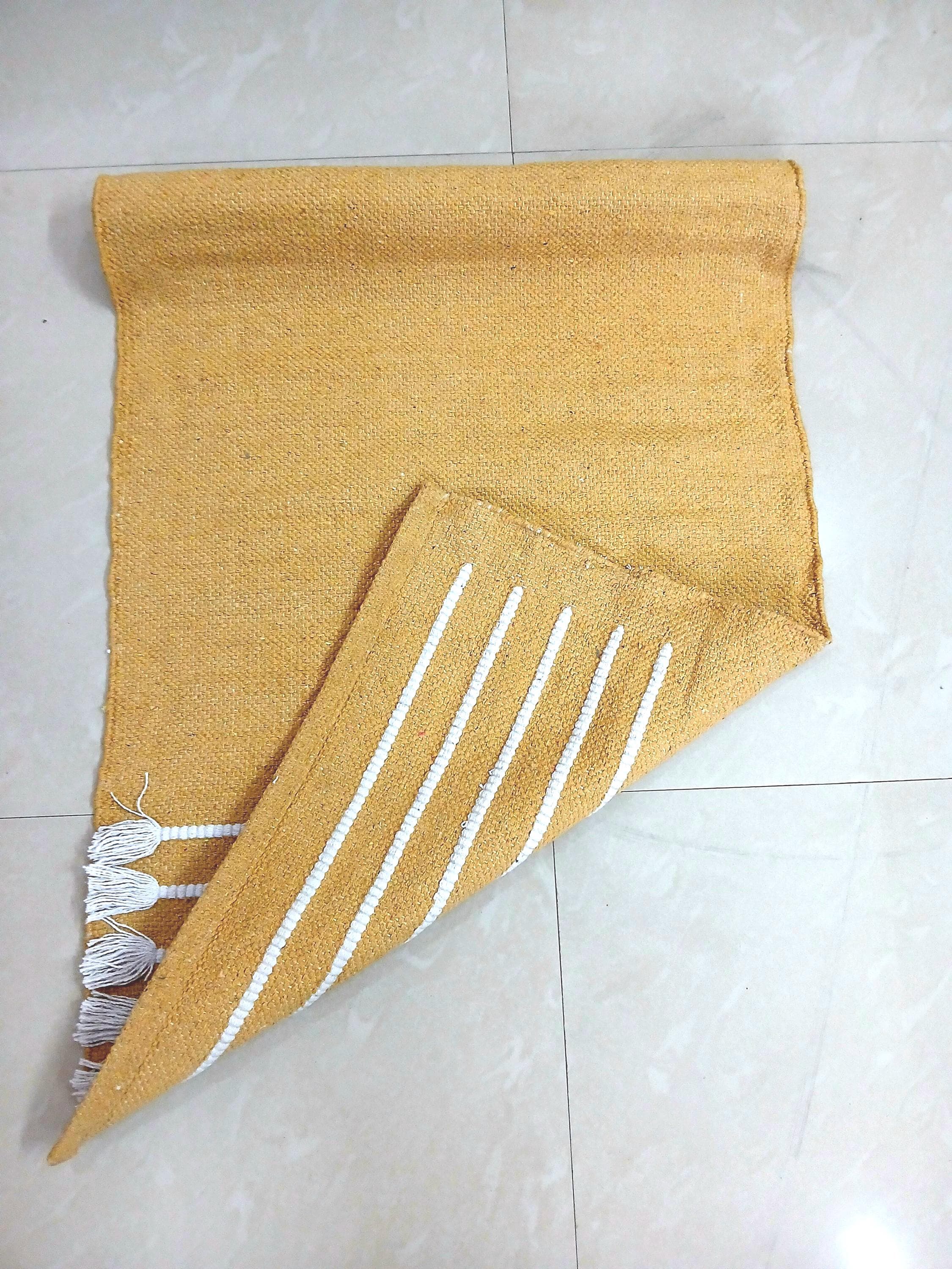 Cotton Yoga Mat Organic, Handcrafted Non-Slip Eco-Friendly Exercise Mat Wellness Gift for Yoga & Pilates