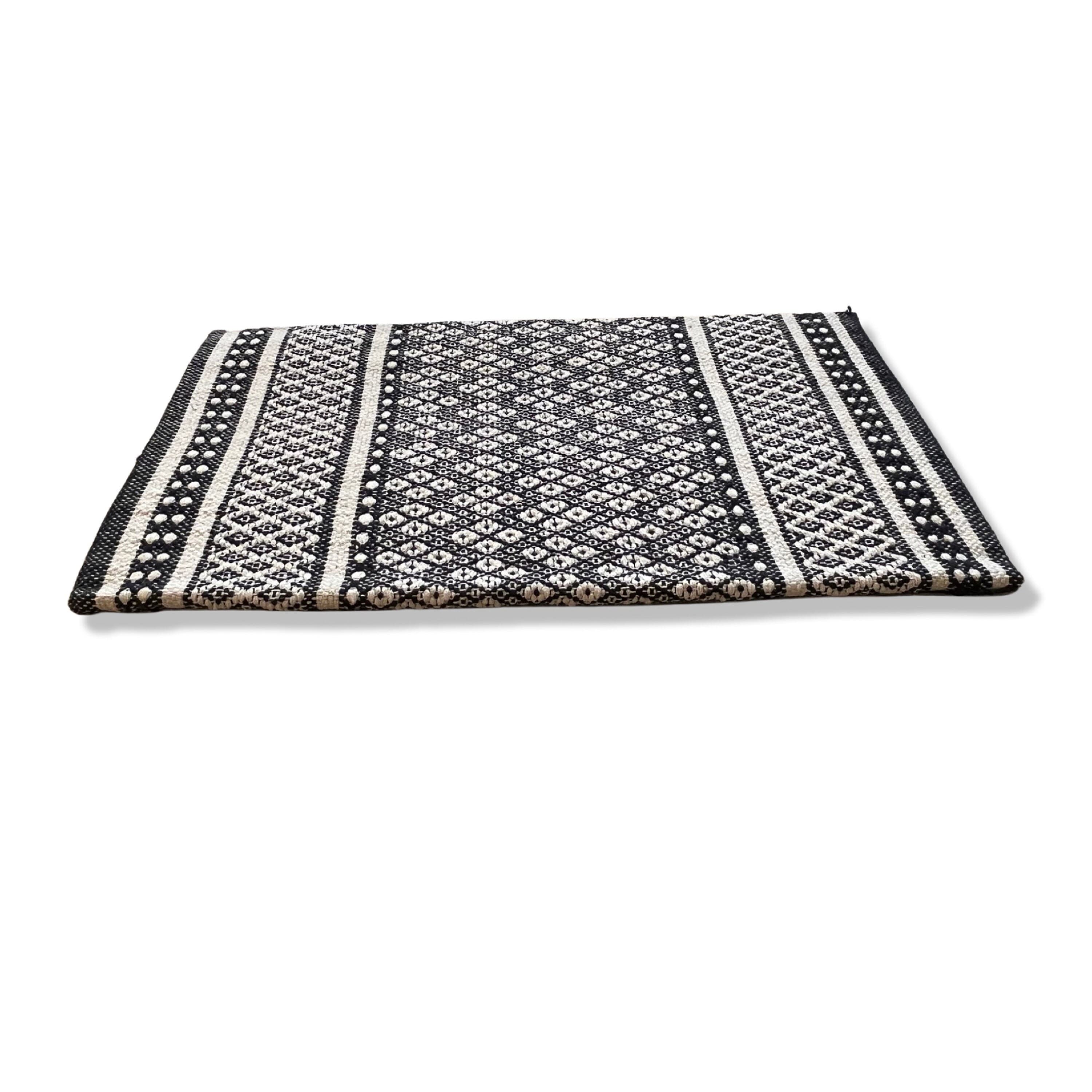 Boho kitchen rug handwoven cotton 18x30 entryway mat