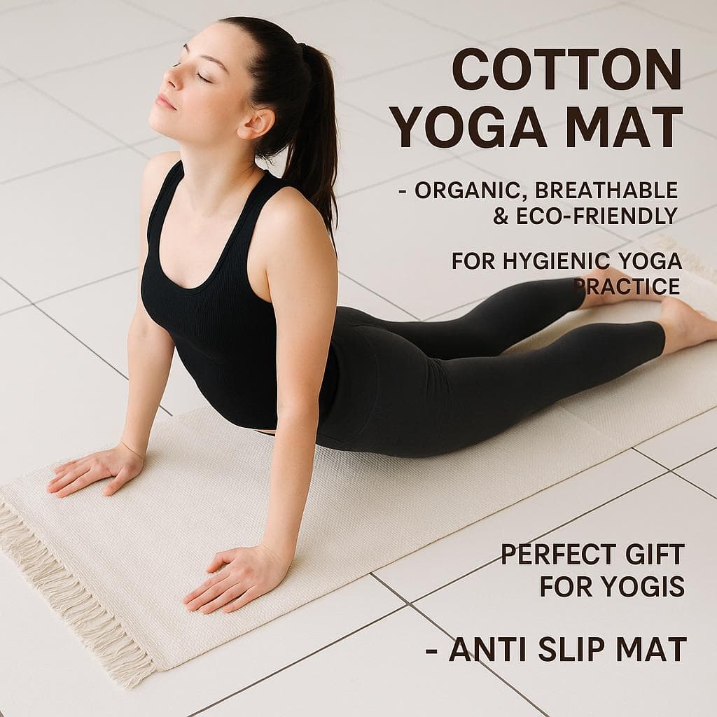 Close up texture of handmade cotton yoga mat breathable natural fiber surface