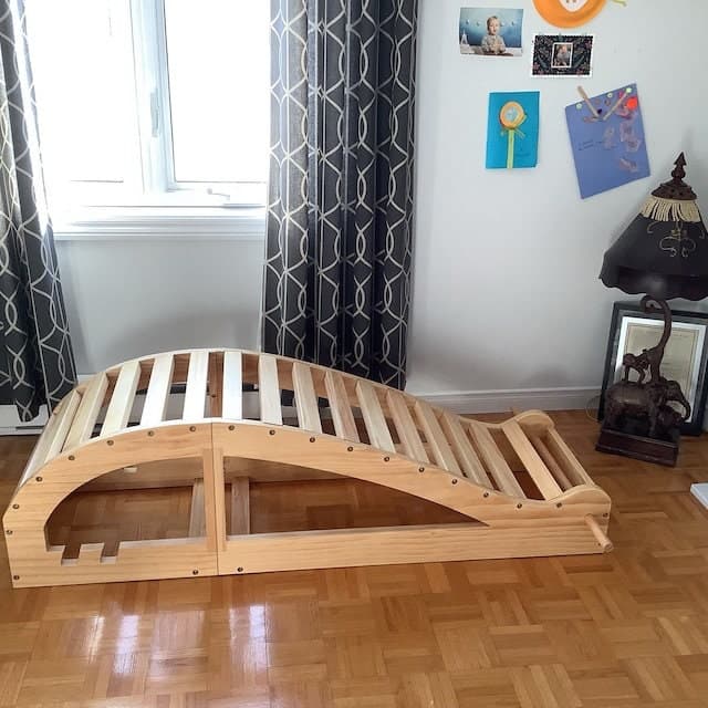Wooden yoga backbender bench for spine stretching and flexibility training