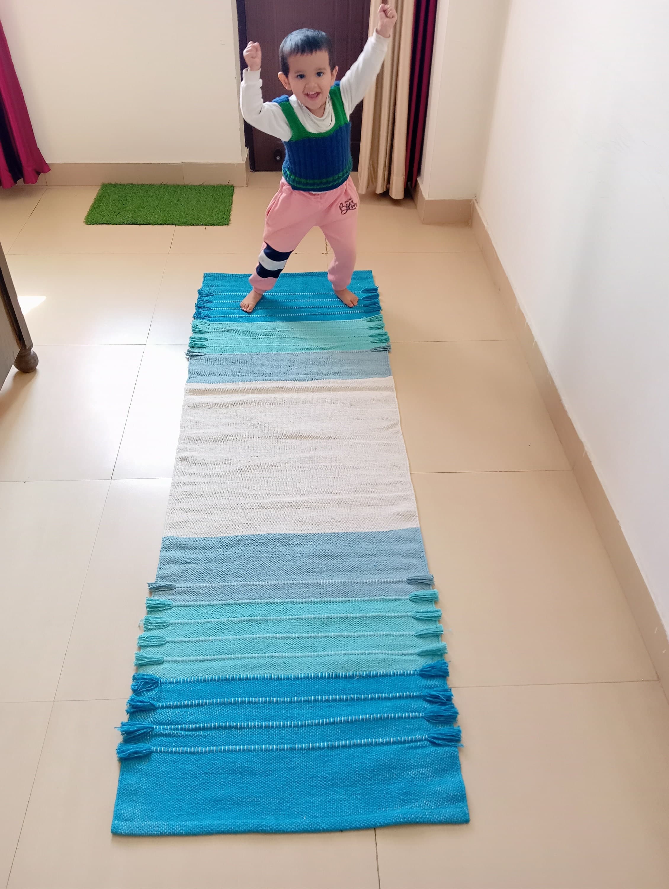 Organic Hand-Loomed Yoga Rug Eco-Friendly Plant-Dyed Cotton Non-Slip Mat for Mindful Practice & Wellness Gift - image 3