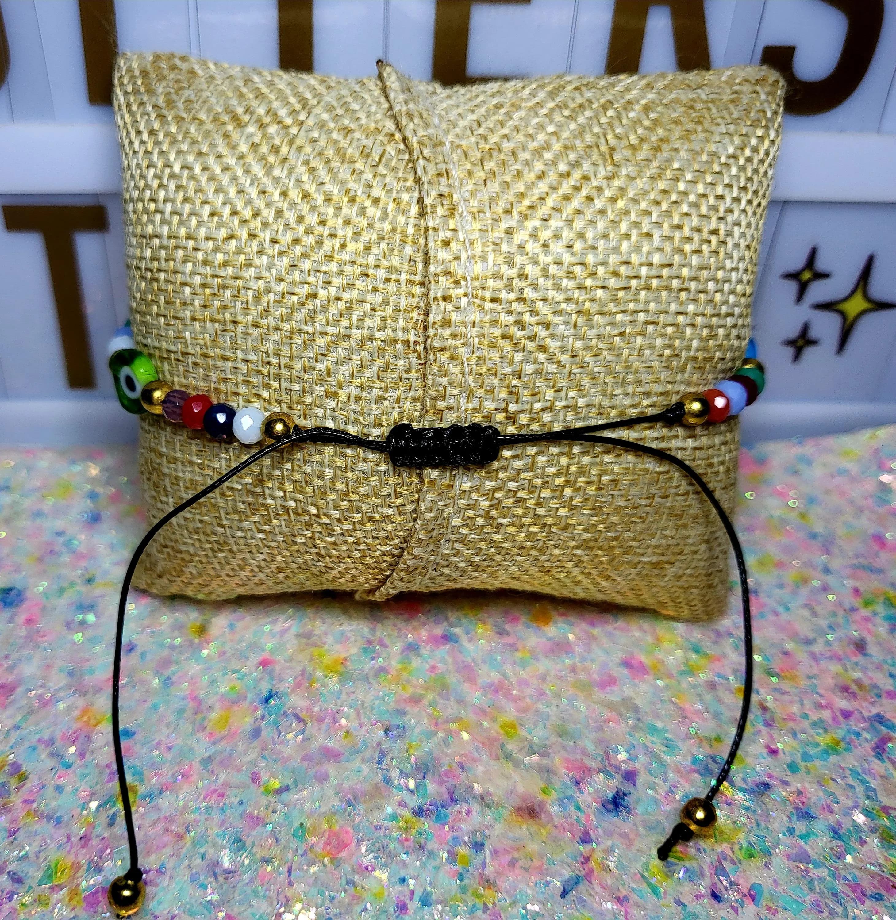Adjustable Cord Protection Amulets Evil Eye Gold Plated Bracelet - image 5