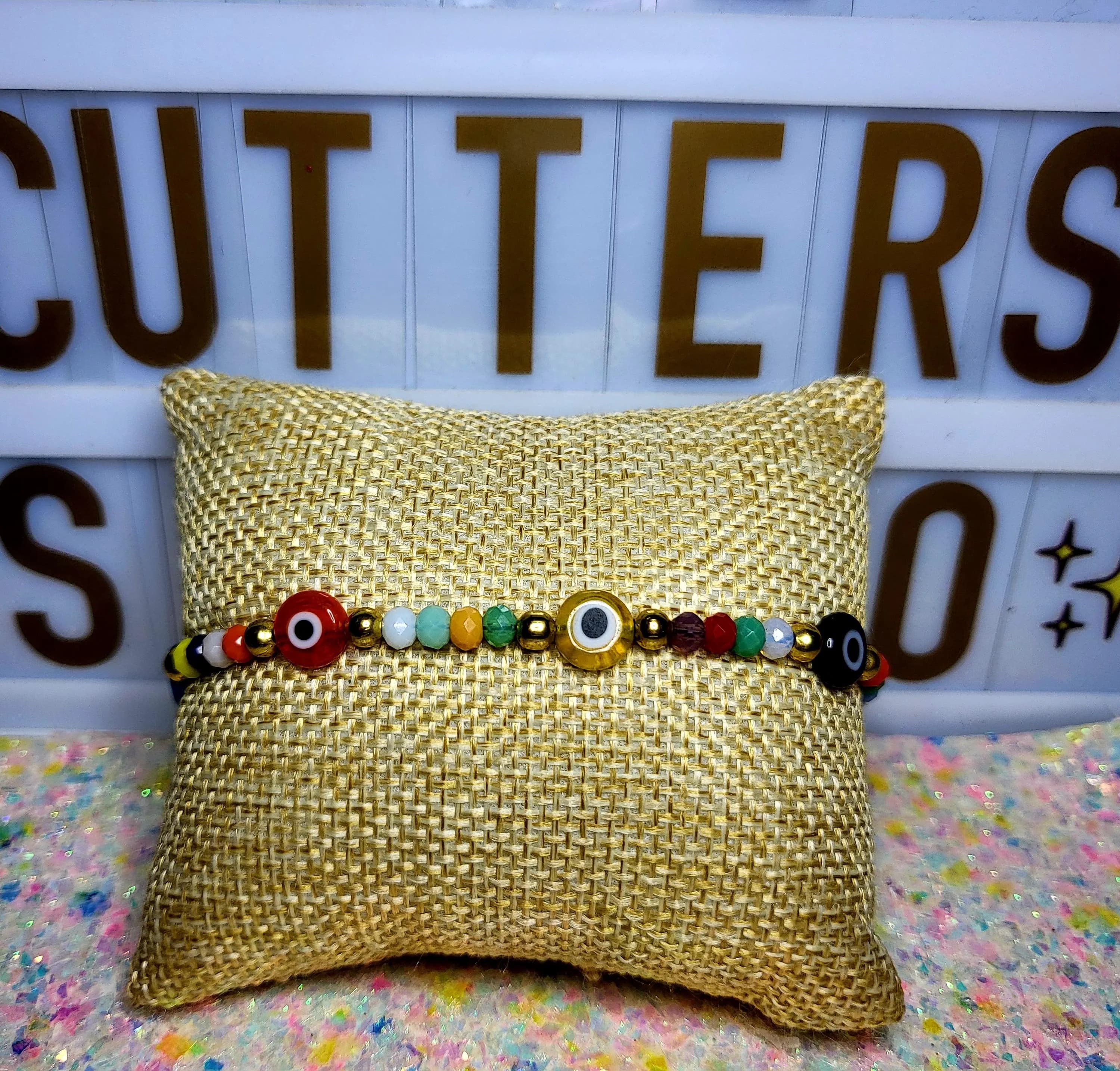 Adjustable Cord Protection Amulets Evil Eye Gold Plated Bracelet - image 3