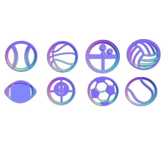 8 PCS: Polymer Clay/Cookie Cutter Sports Imprint Cutter Set