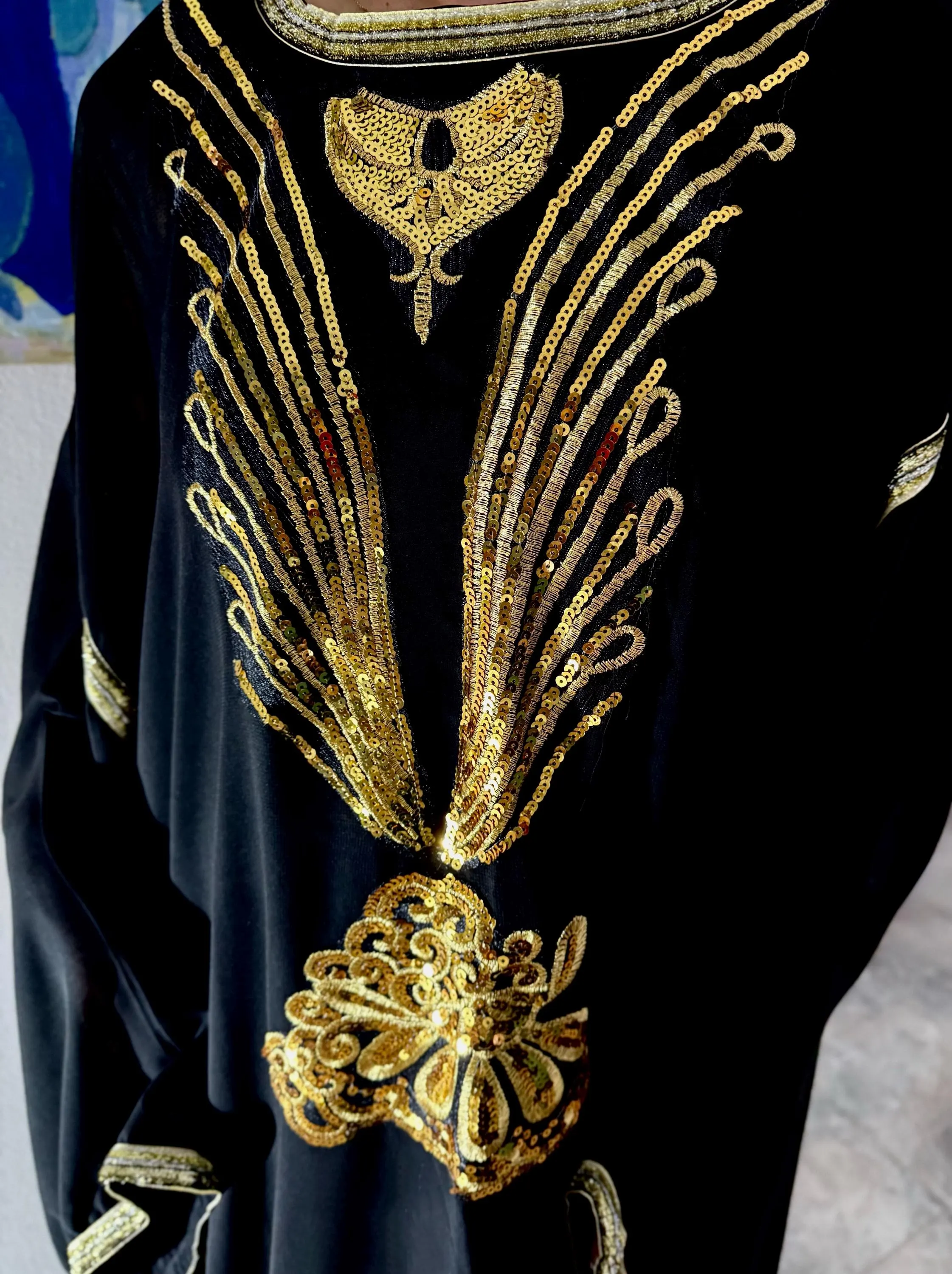 Glitter Modest Kaftan Bisht Sequin Chiffon Hashmi Robe Maxi UAE-Dubai Iraq Gown Party Women’s Gift Henna Wedding Bridal Dress Tunic Glam - image 5