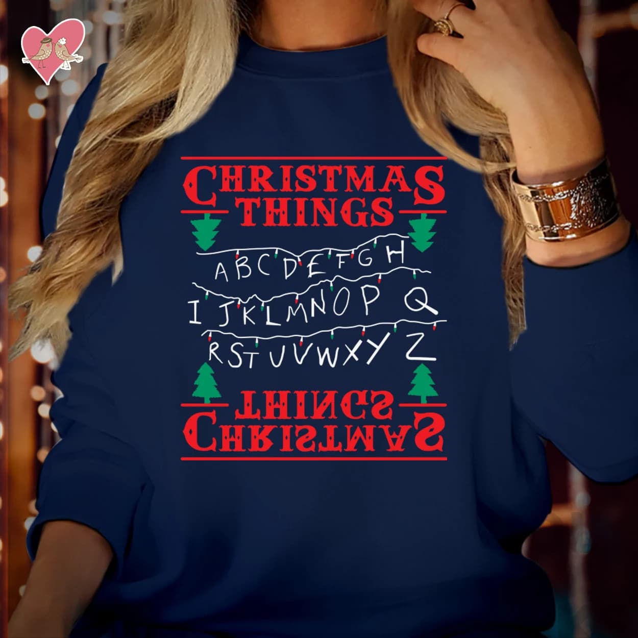 Christmas Things Lights Alphabet Upside Down Family Tops Xmas Jumper SWEATSHIRT S-5029 - image 5