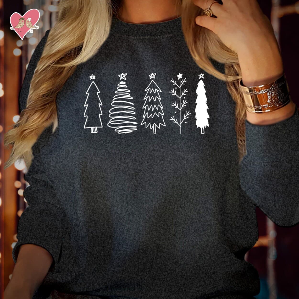 Christmas Trees Sketch Jumper Minimalist Xmas Forest Xmas SWEATSHIRT S-5037 - image 4
