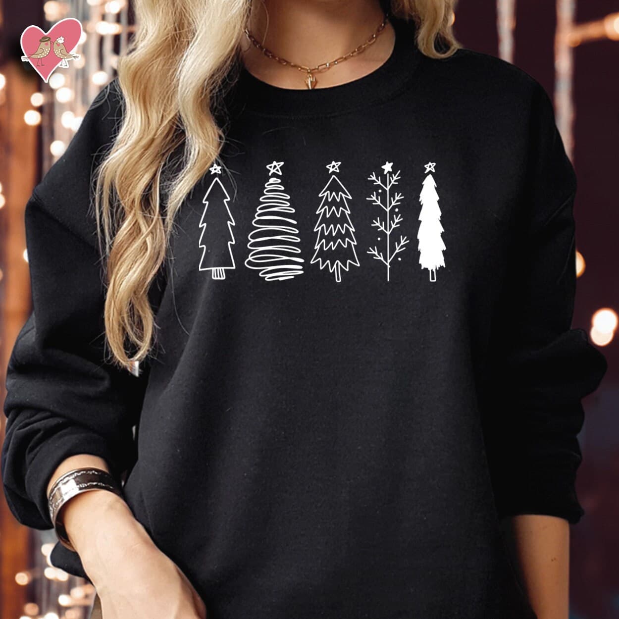 Christmas Trees Sketch Jumper Minimalist Xmas Forest Xmas SWEATSHIRT S-5037