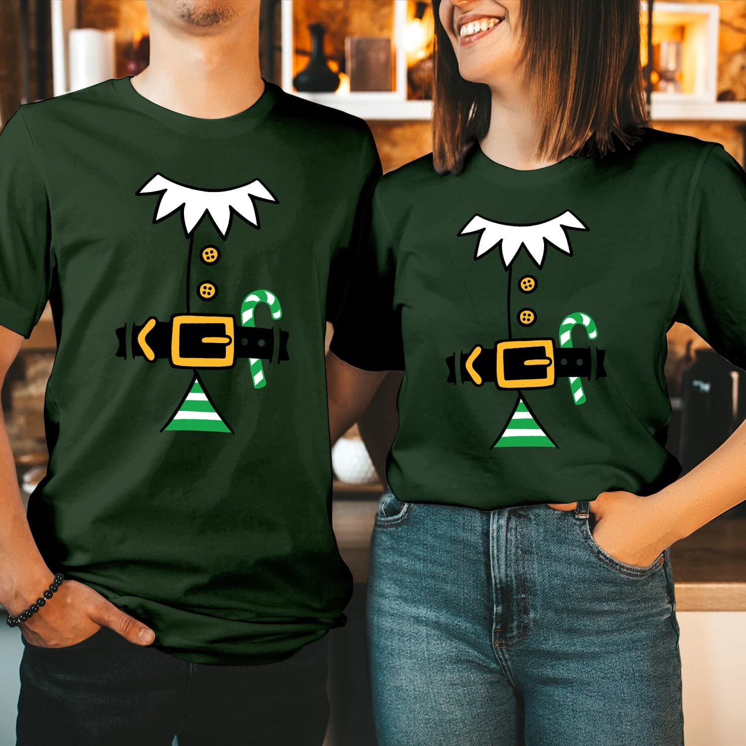 Elf Costume Christmas Shirt Funny Holiday Candy Cane Xmas Tee T-SHIRT T-5039 - image 5