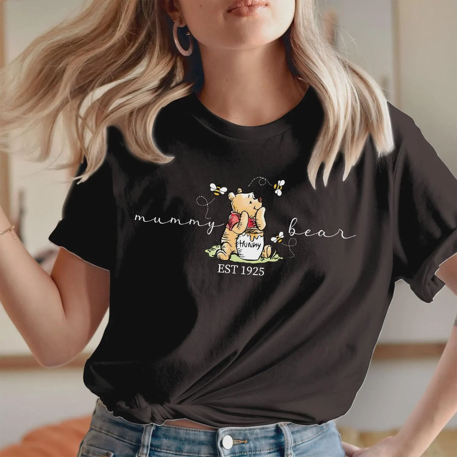 Personalised Mummy Bear Winnie T-Shirt, Custom Est Year Mother's Day Gift, Mama Tee T-754 - image 4