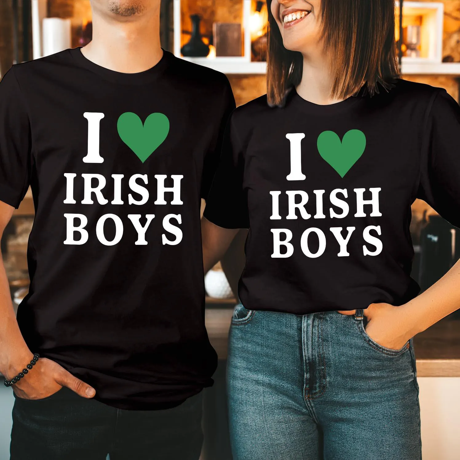 I Heart Irish Boys Shirt St Patricks Day Girl Lucky Shamrock Love Gift T-214