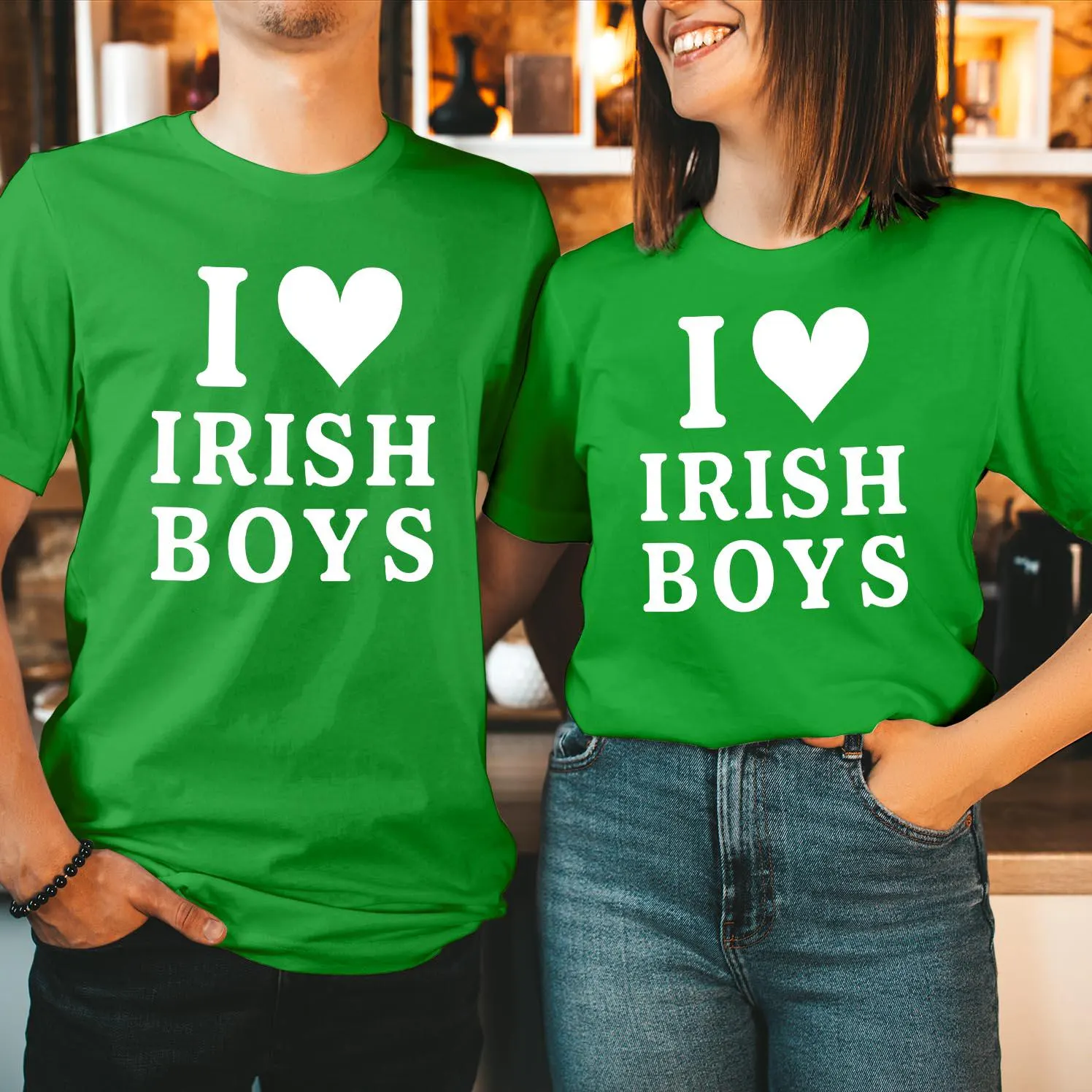 I Heart Irish Boys Shirt St Patricks Day Girl Lucky Shamrock Love Gift T-214 - image 5