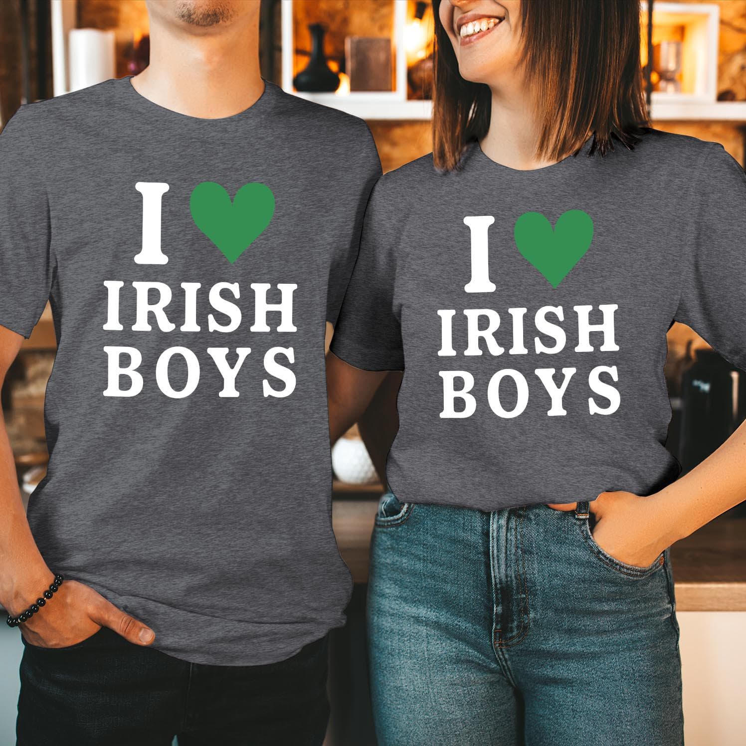 I Heart Irish Boys Shirt St Patricks Day Girl Lucky Shamrock Love Gift T-214 - image 4