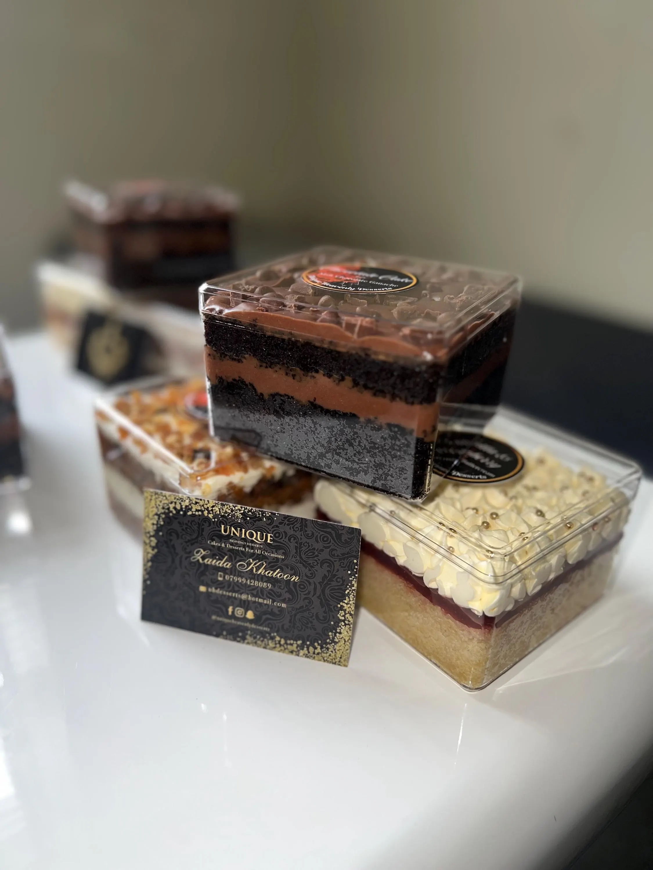 3 X most heavenly cakes boxes, Carrot cake + Chocolate cake  + Vanilla & Raspberry cake