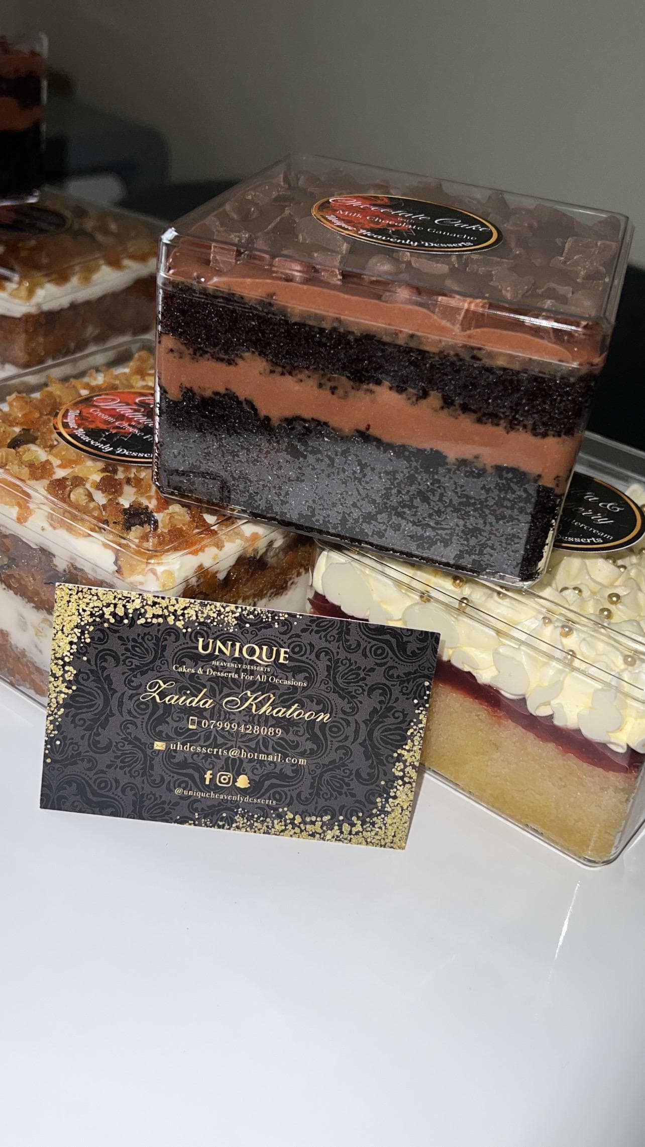 3 X most heavenly cakes boxes, Carrot cake + Chocolate cake  + Vanilla & Raspberry cake - image 4