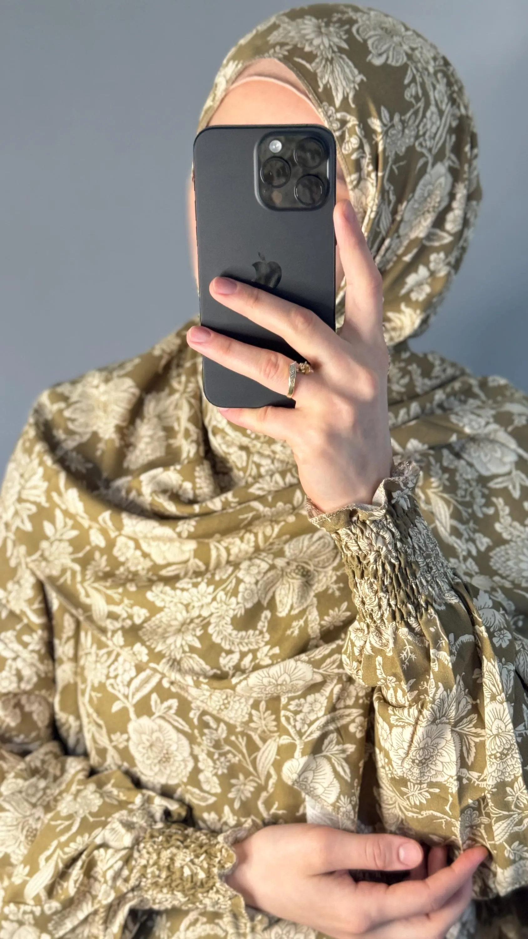 Floral Cotton Prayer Dress with Attached Hijab, Prayer Set, Prayer Abaya, Islamic gift, Ramadan Gift - image 2