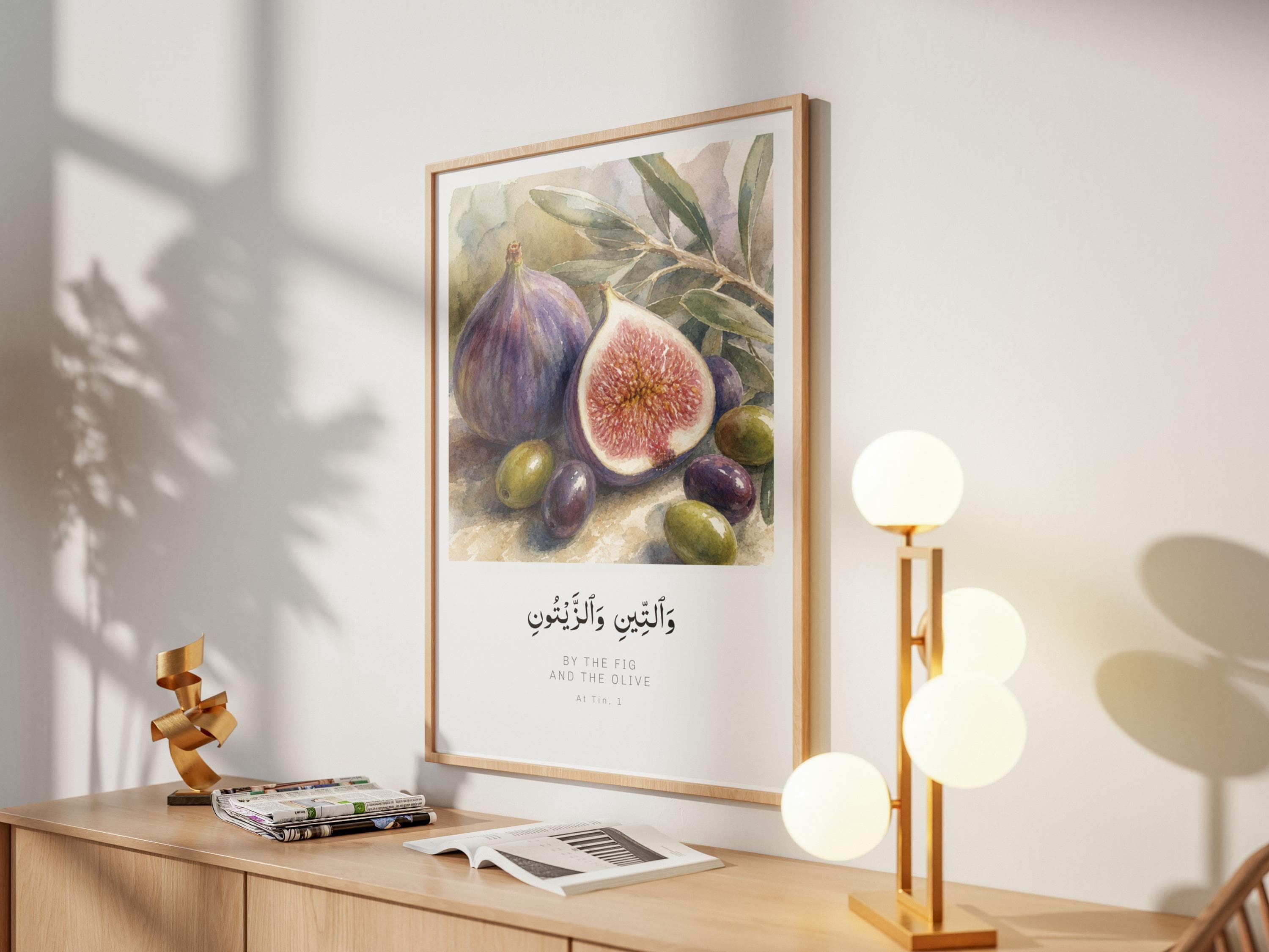 Fig and Olive Quran Wall Art | Surah At-Tin 95:1 | Watercolour Islamic Print - image 3