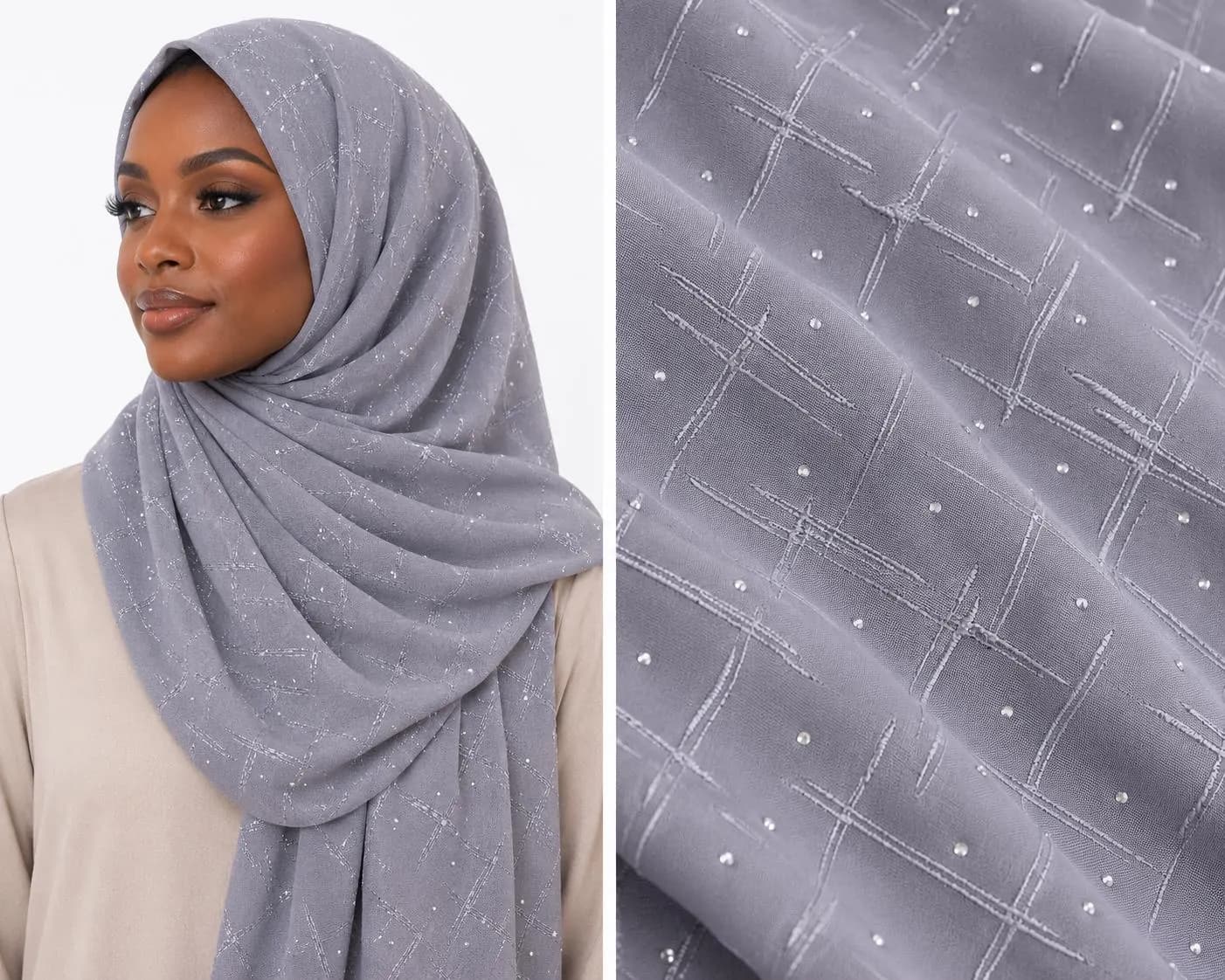 Textured Lycra Jersey Rhinestone Hijab