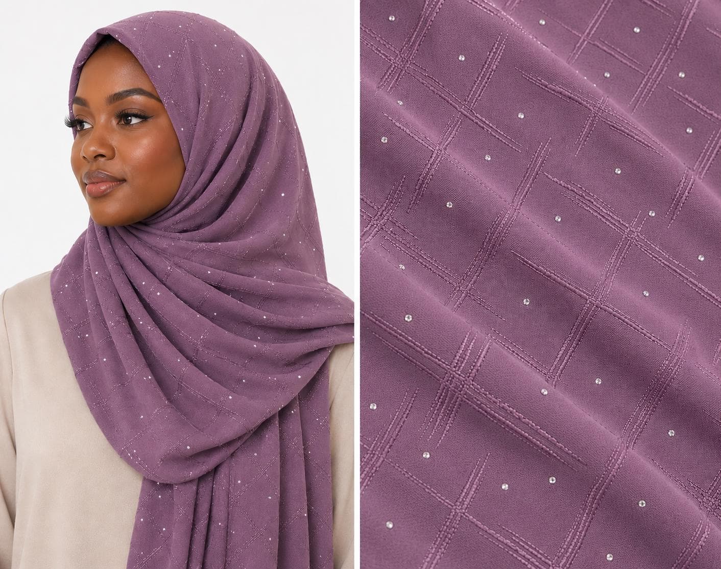 Textured Lycra Jersey Rhinestone Hijab