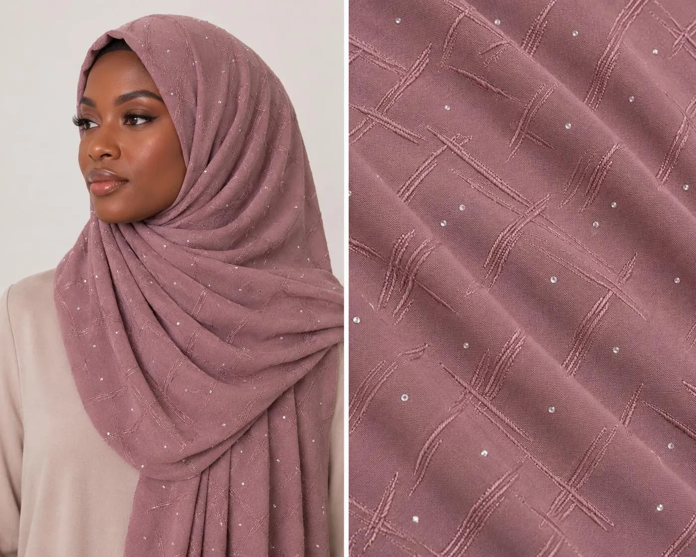 Textured Lycra Jersey Rhinestone Hijab