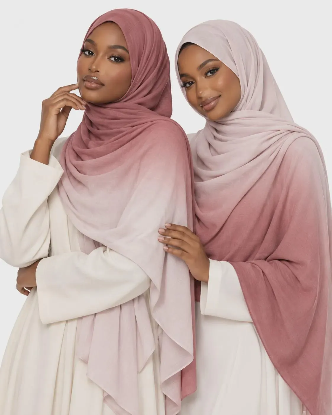 Ombre Modal Hijab in Mauve Pink & Light Blush | Gradient Everyday Headscarf