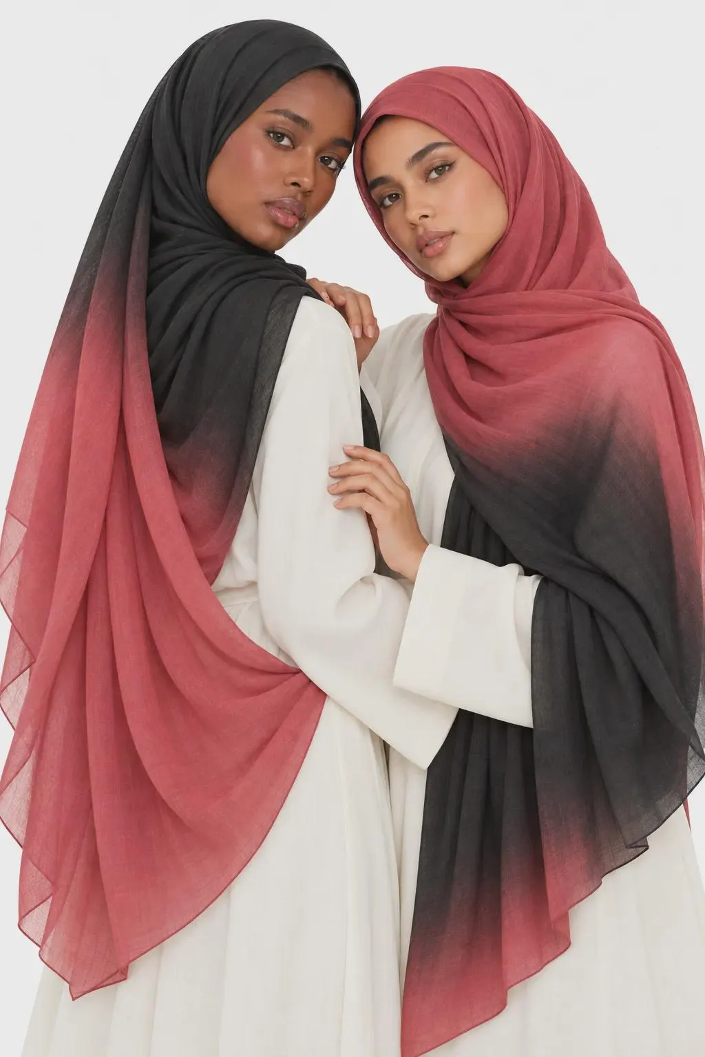 Ombre Modal Hijab in Black & Dusty Rose | Bold Gradient Headscarf - image 3
