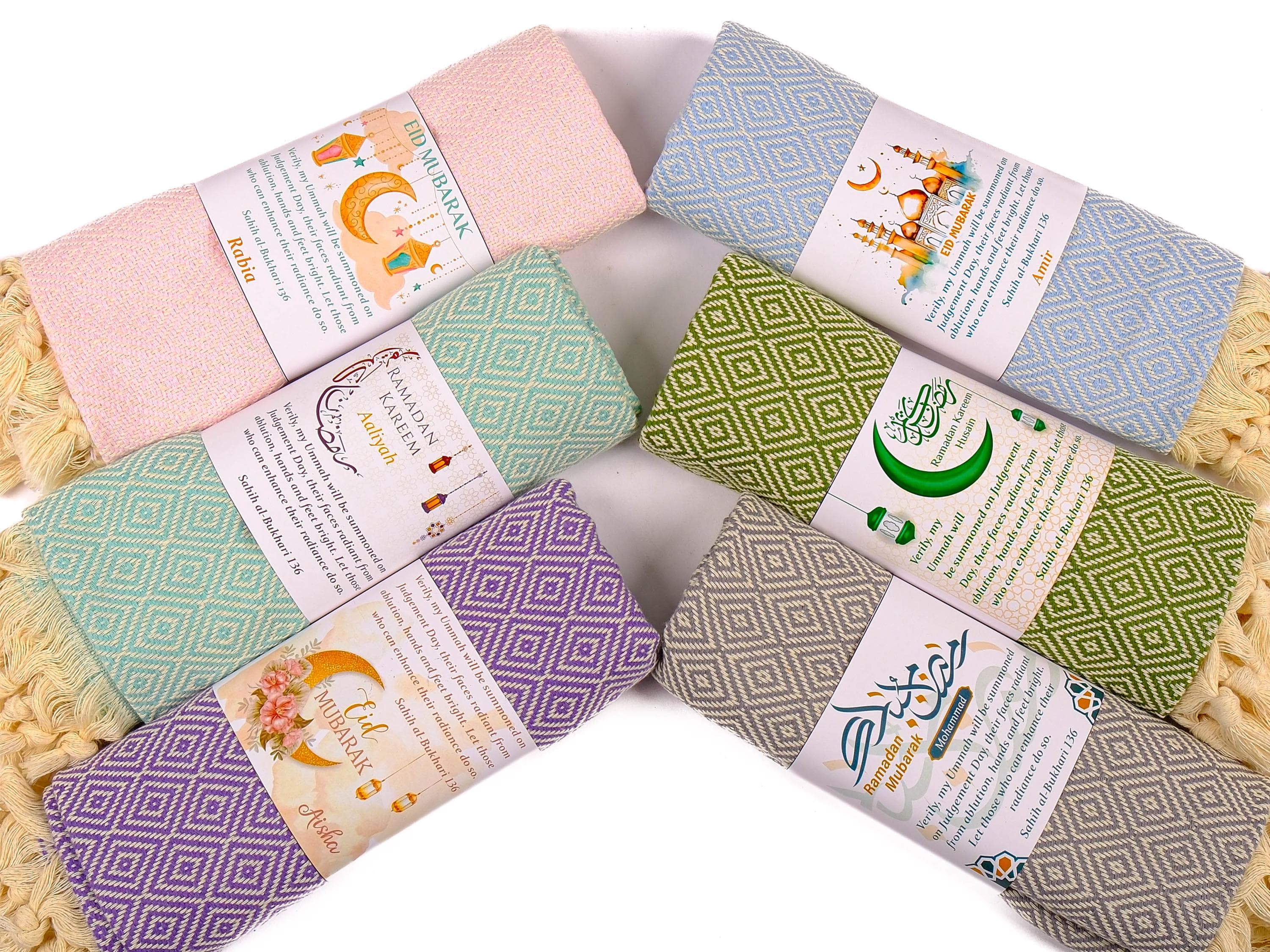 Personalized Turkish Cotton Peshtemal Towels, Custom Ramadan Kareem Eid Mubarak Hajj Umrah Wedding Baby Shower Muslim Party Towel Favors