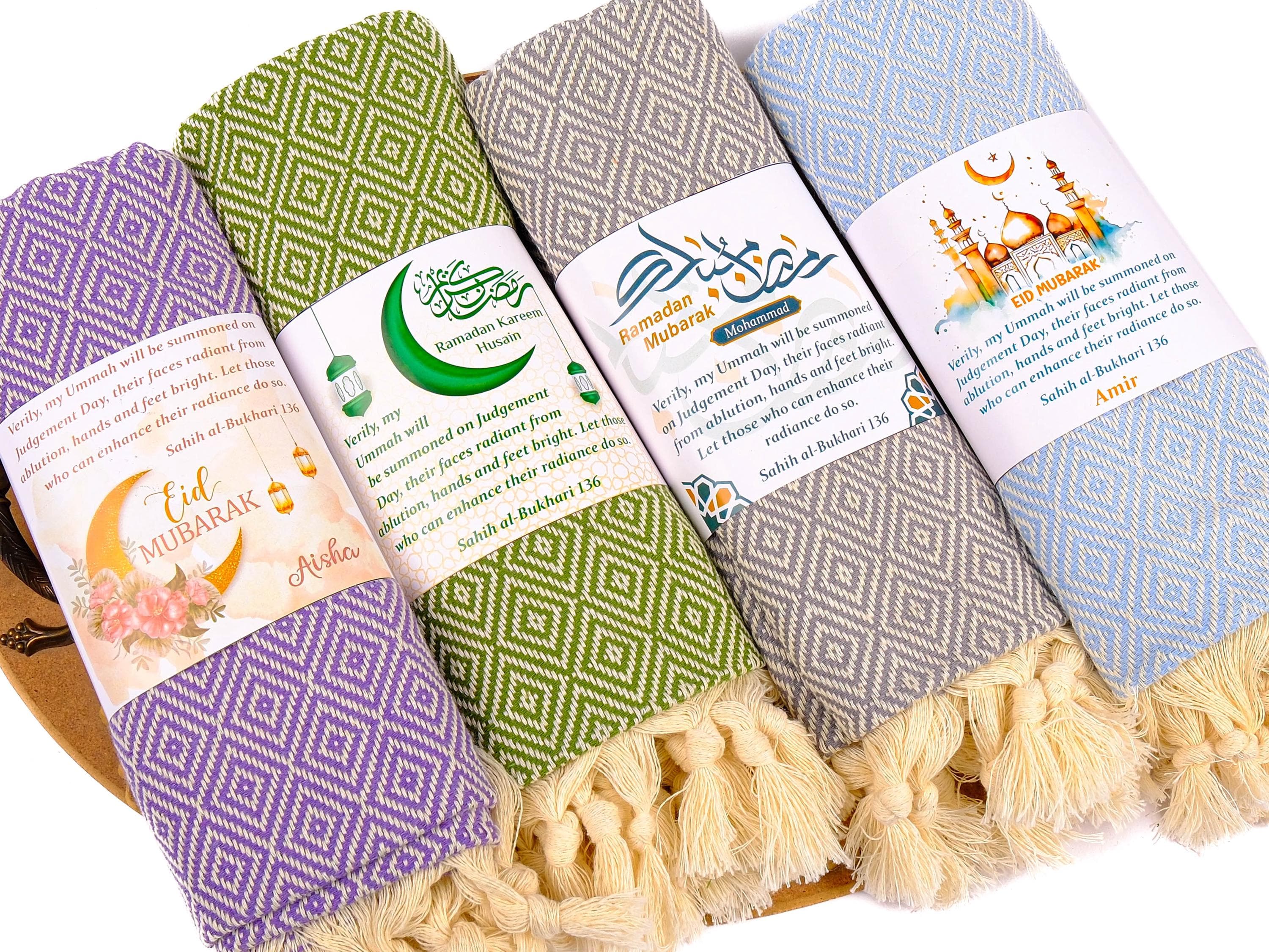 Personalized Turkish Cotton Peshtemal Towels, Custom Ramadan Kareem Eid Mubarak Hajj Umrah Wedding Baby Shower Muslim Party Towel Favors - image 3