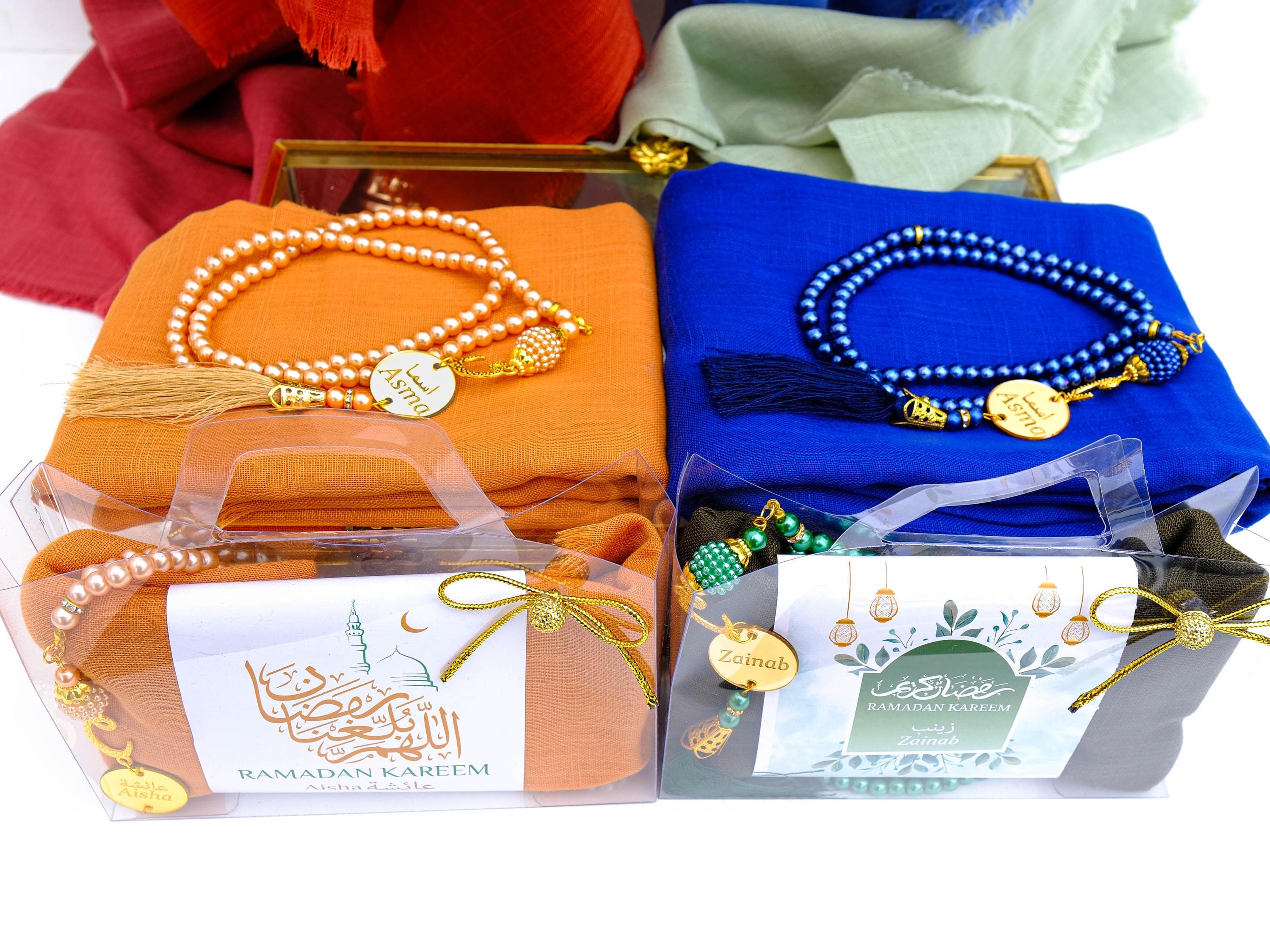 Personalized Custom Head Scarf Pearl Prayer Beads Favors for Guest in Bulk Ramadan Eid Hajj Umrah Wedding Baby Shower Party Favors Gifts - image 5