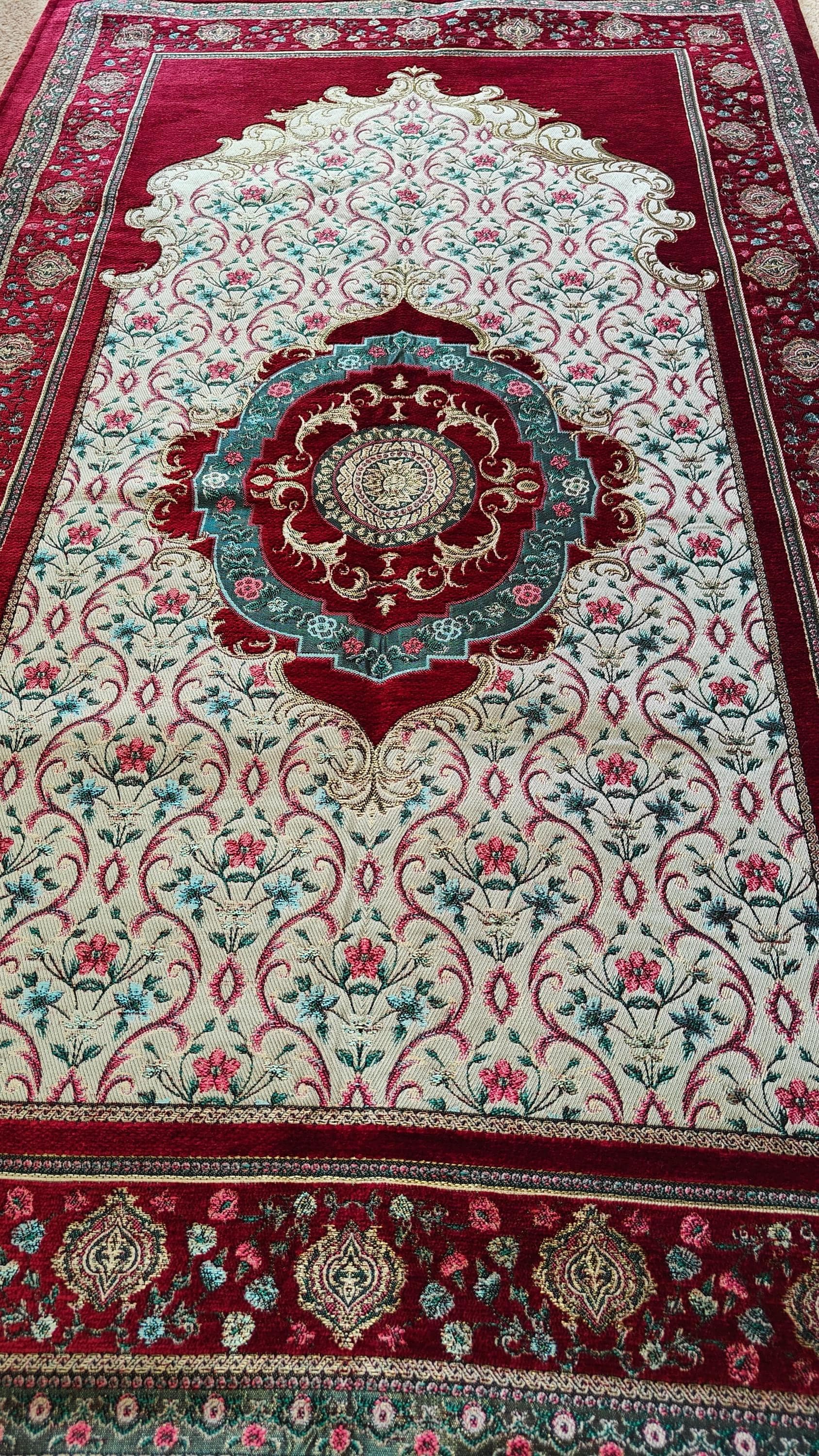 Ottoman Prayer Rug: Jacquard Chenille Muslim Prayer Mat