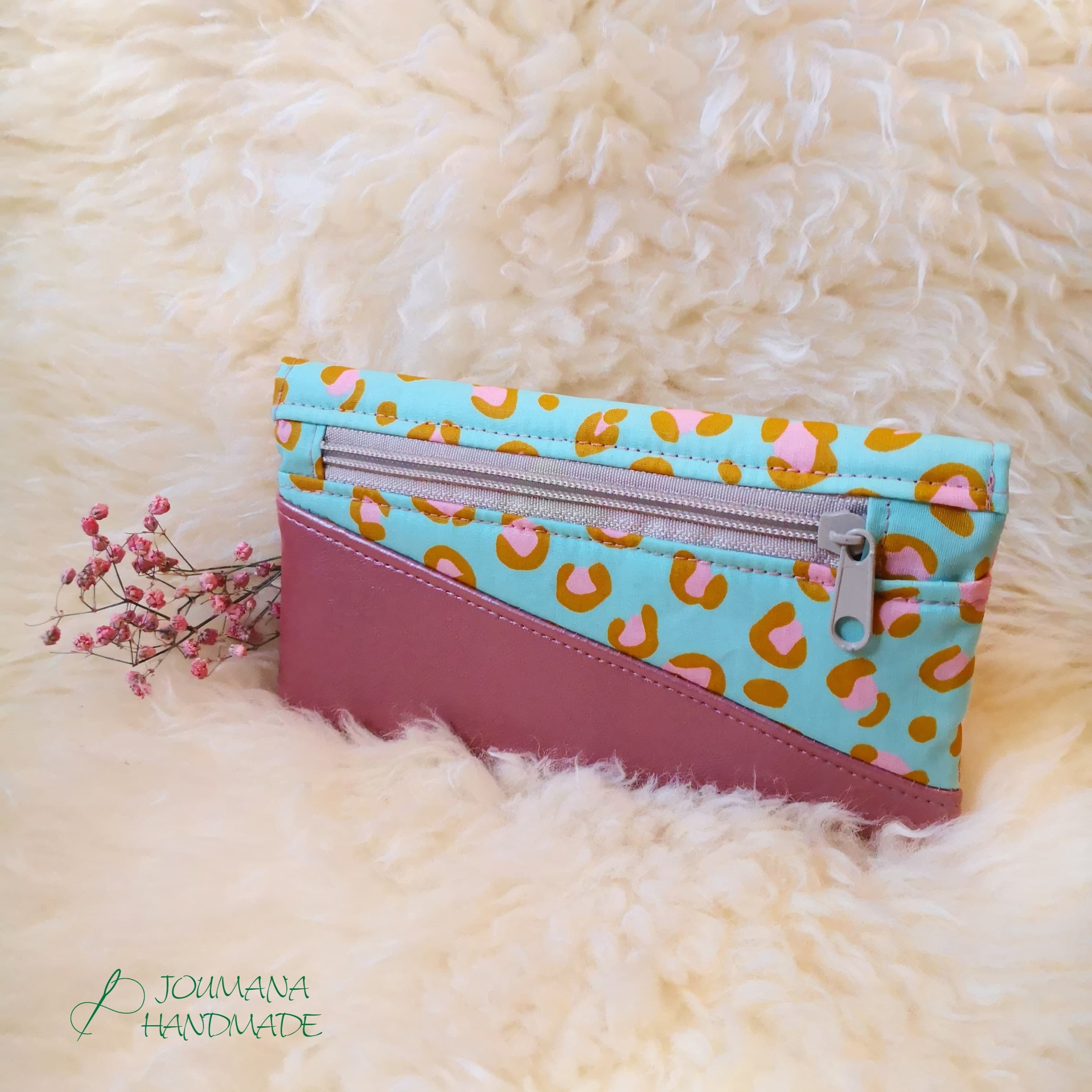 Smartphonetasche leo mint / rosa mit Reißverschlussfach - Geschenke Weihnachten Geburtstag Handytasche Handyhülle - image 4