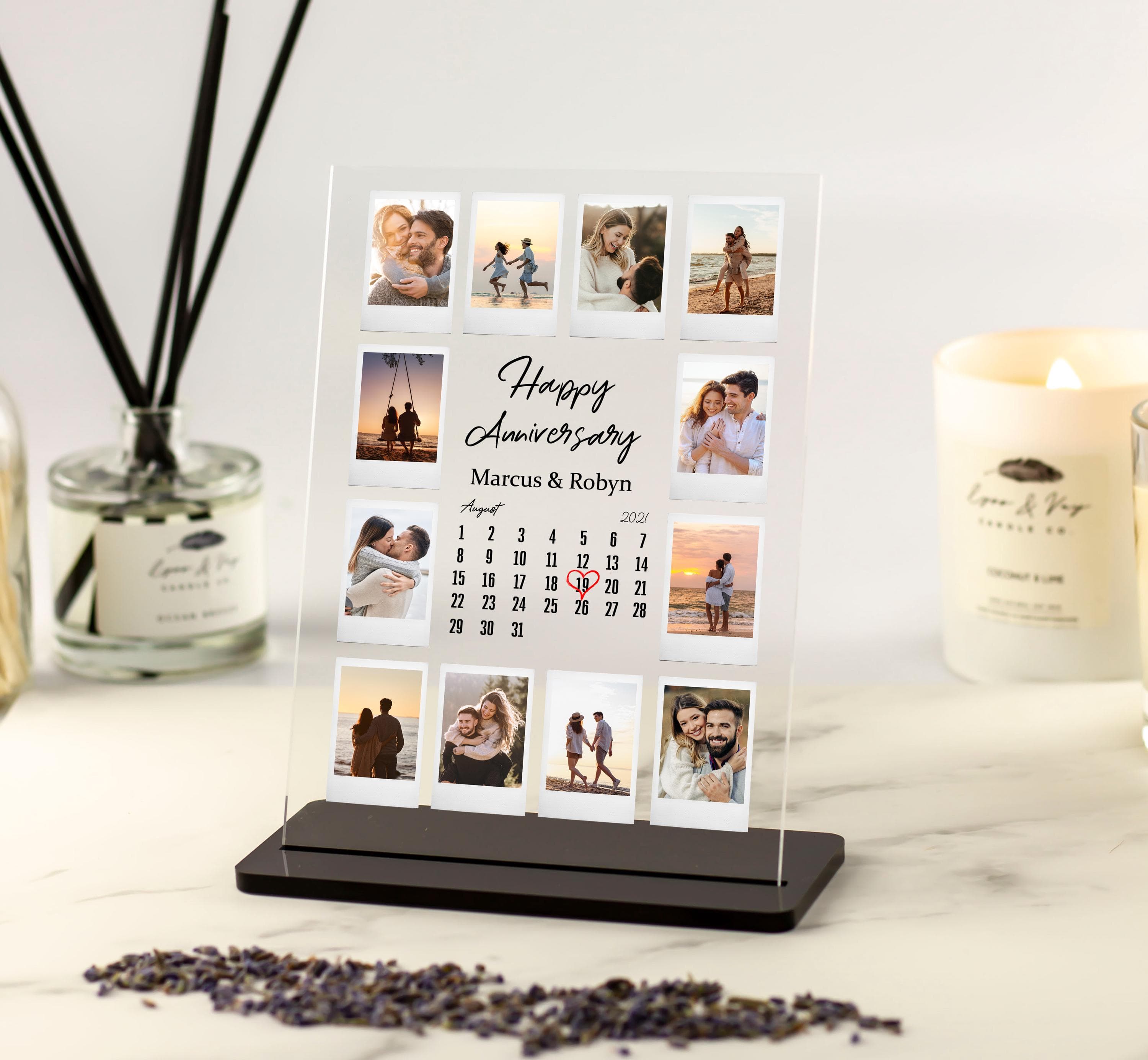 Personalised Photo Collage Anniversary Print, Boyfriend Gift, Girlfriend, Husband, Wife, Couples, 1st Year in Photos Acrylic Plaque