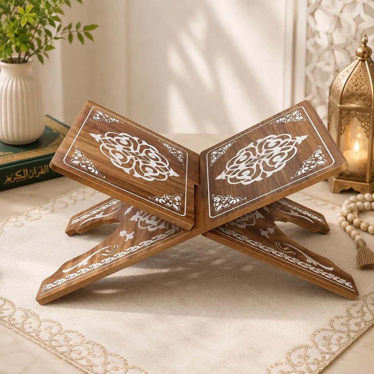 Luxury Wooden Quran Stand | Foldable Islamic Rehal, Pine Wood Home Decor - image 4