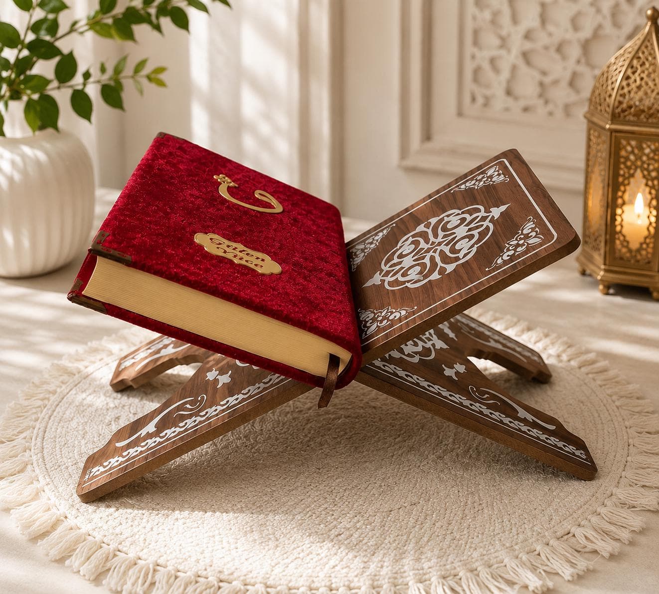 Luxury Wooden Quran Stand | Foldable Islamic Rehal, Pine Wood Home Decor - image 3