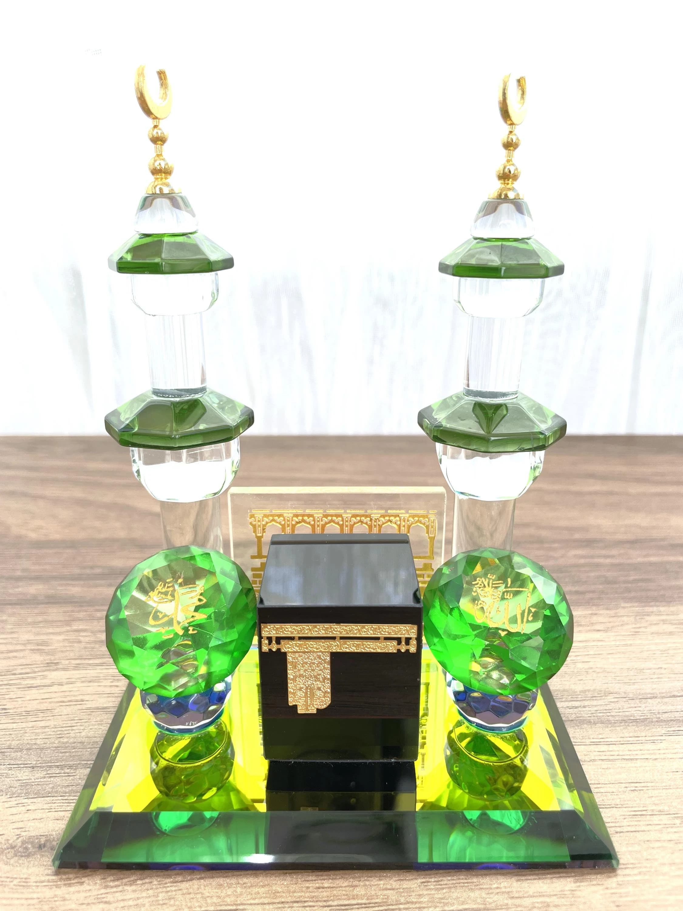 Islamic Crystal Kaaba Ornament, Allah Muhammad Decor, Muslim Home Decoration (10x13.5cm) - image 3
