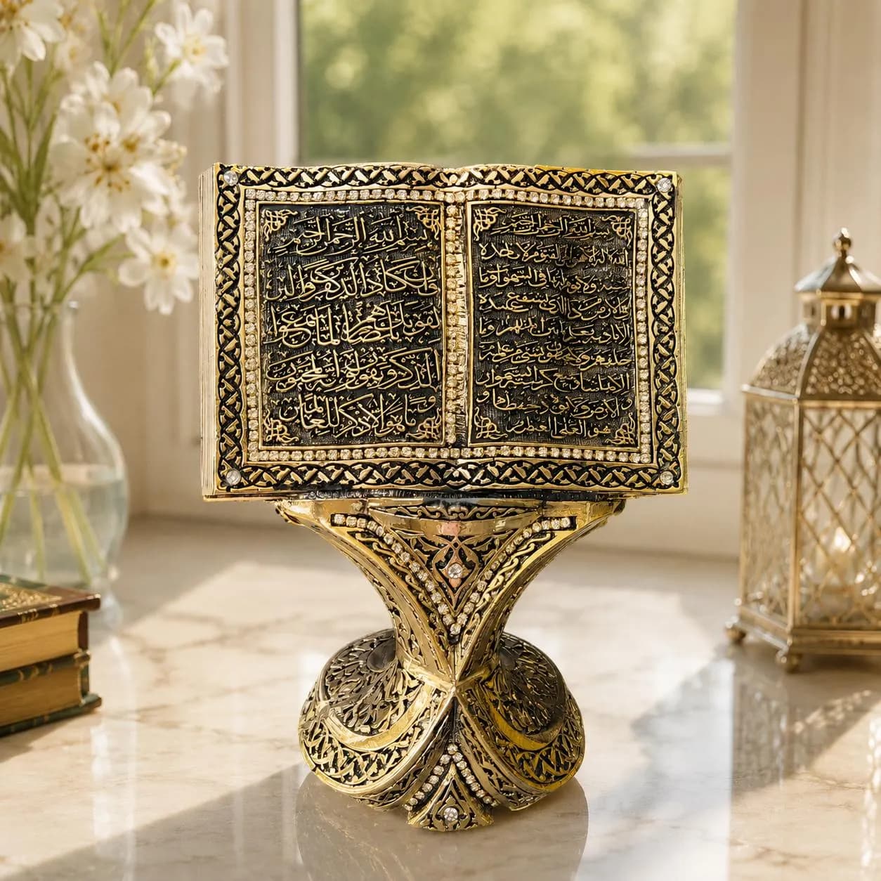 Ayat Ul Kursi Book Figurine, Islamic Arabic Calligraphy Decor, Muslim Wedding Gift