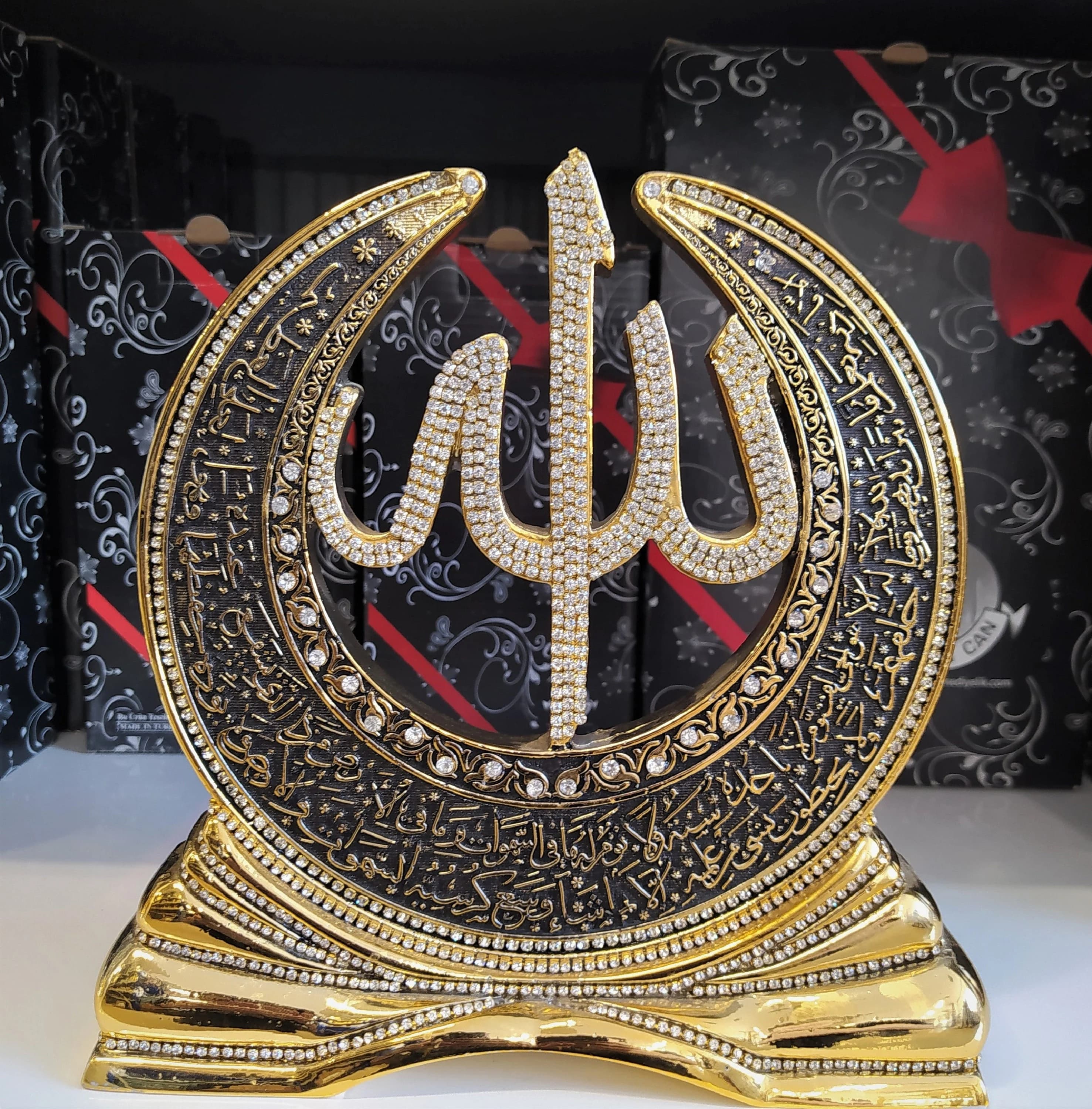 Allah Decor Statue, Arabic Calligraphy Islamic Home Decoration, Crystal Detail - image 2